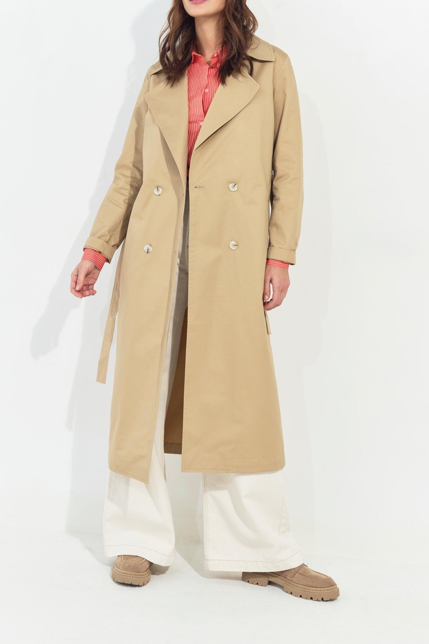 DAYLA - BEIGE ORGANIC COTTON TRENCH COAT WITH REMOVABLE HOOD 5