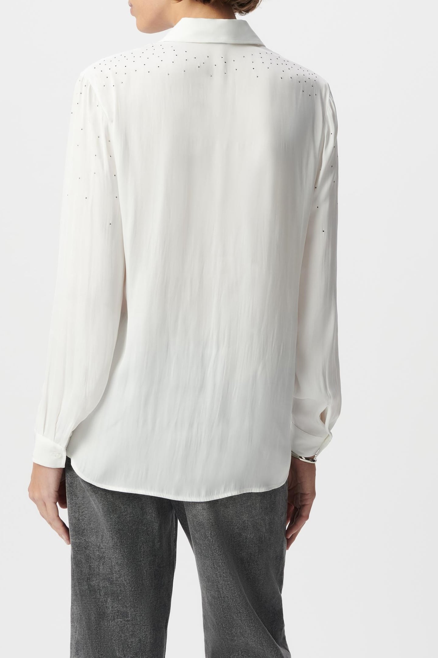 WHITE RECYCLED POLYESTER SHIRT WITH RHINESTONES 3