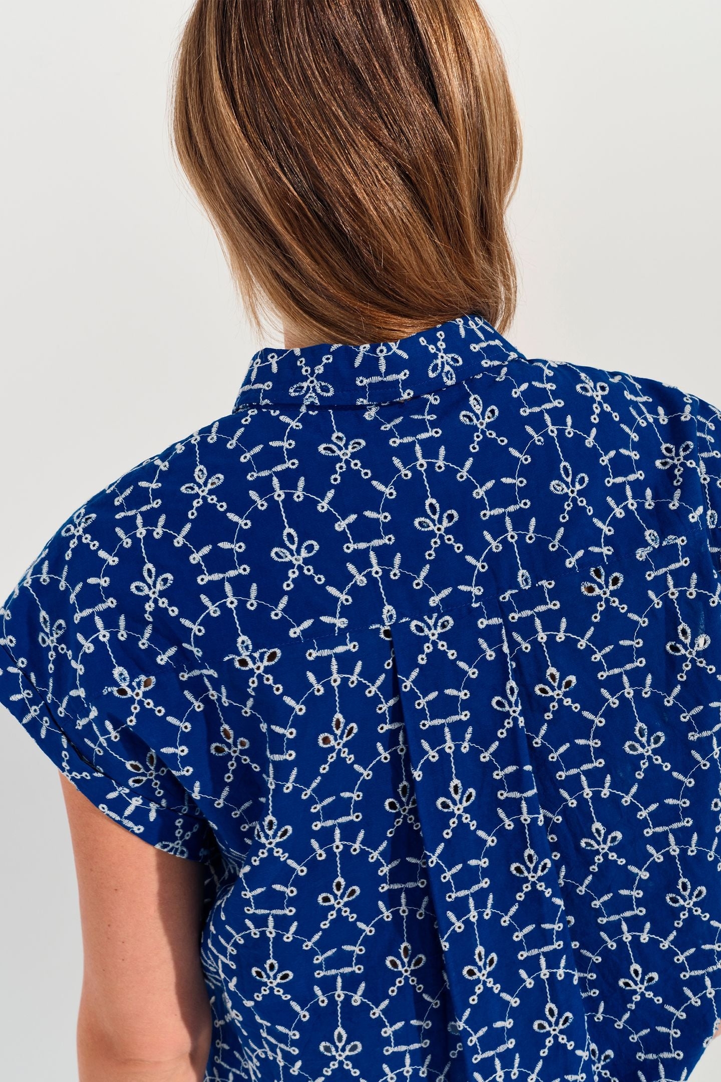 CORNELIA - BLUE SHIRT WITH ALL-OVER EMBROIDERY 6