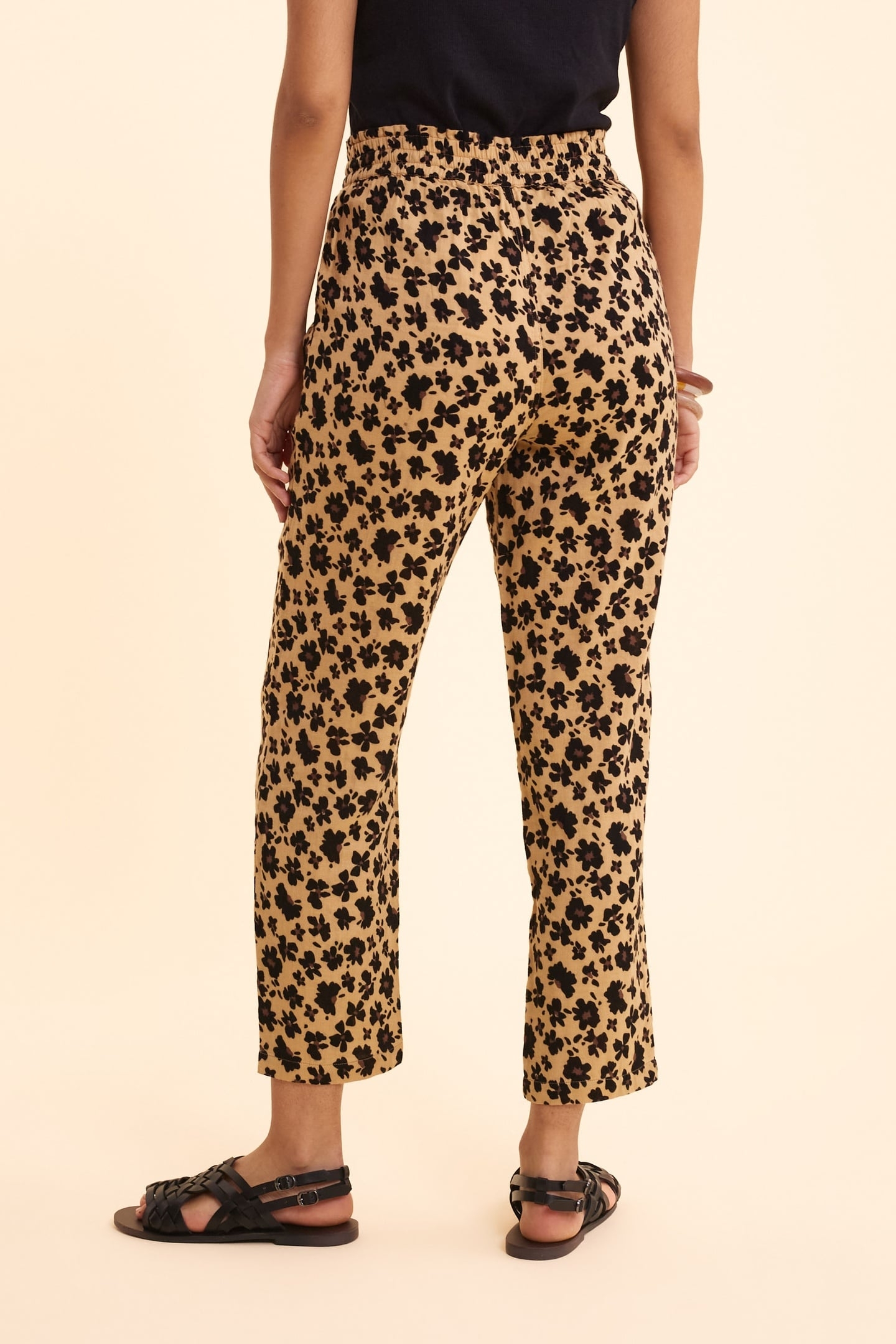 FLORAL LEO PRINT BEIGE PANTS ECRU 3