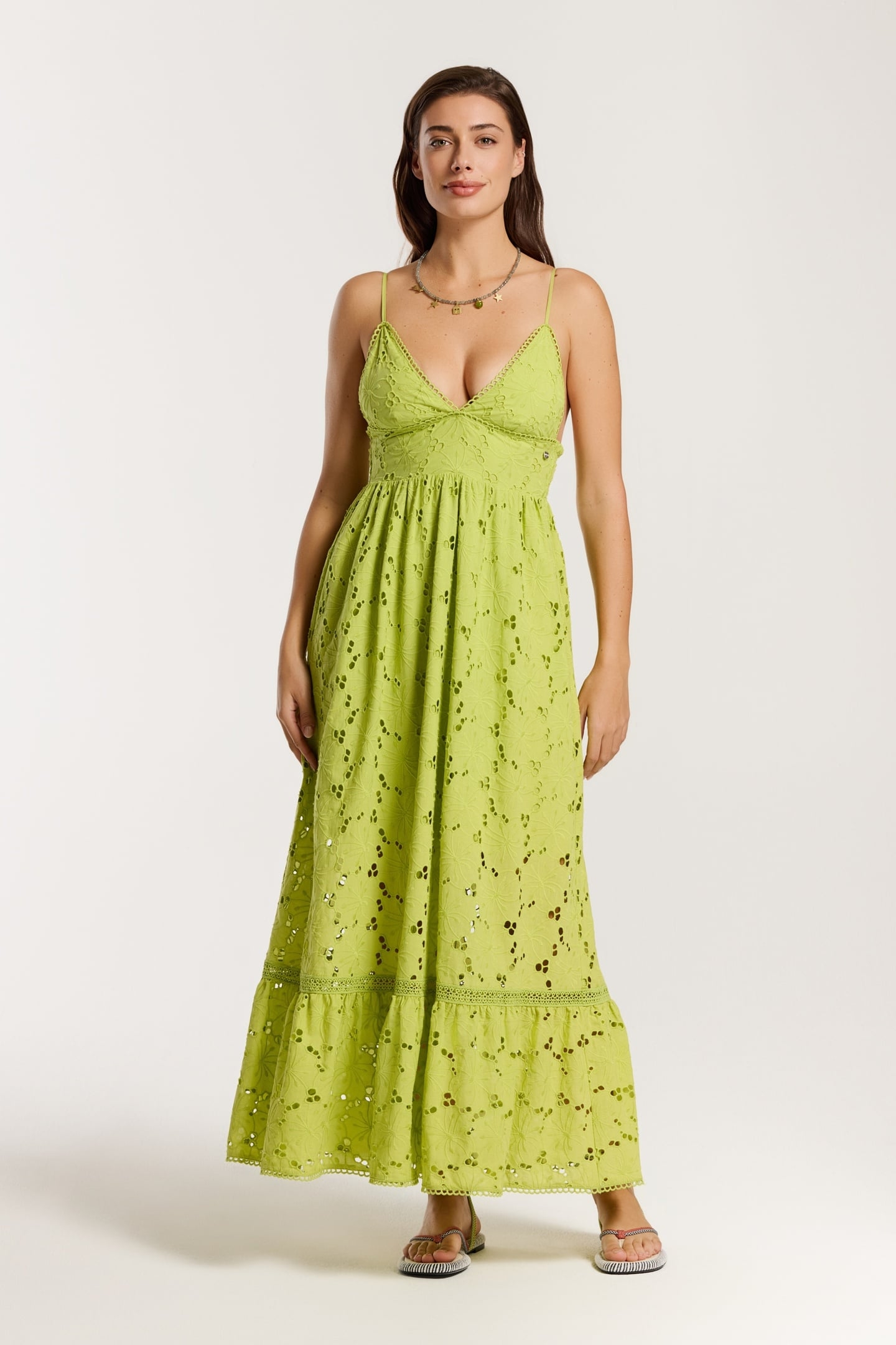 JASMIN DRESS FLOWER BRODERIE GREEN FLOWER BRODERIE 3