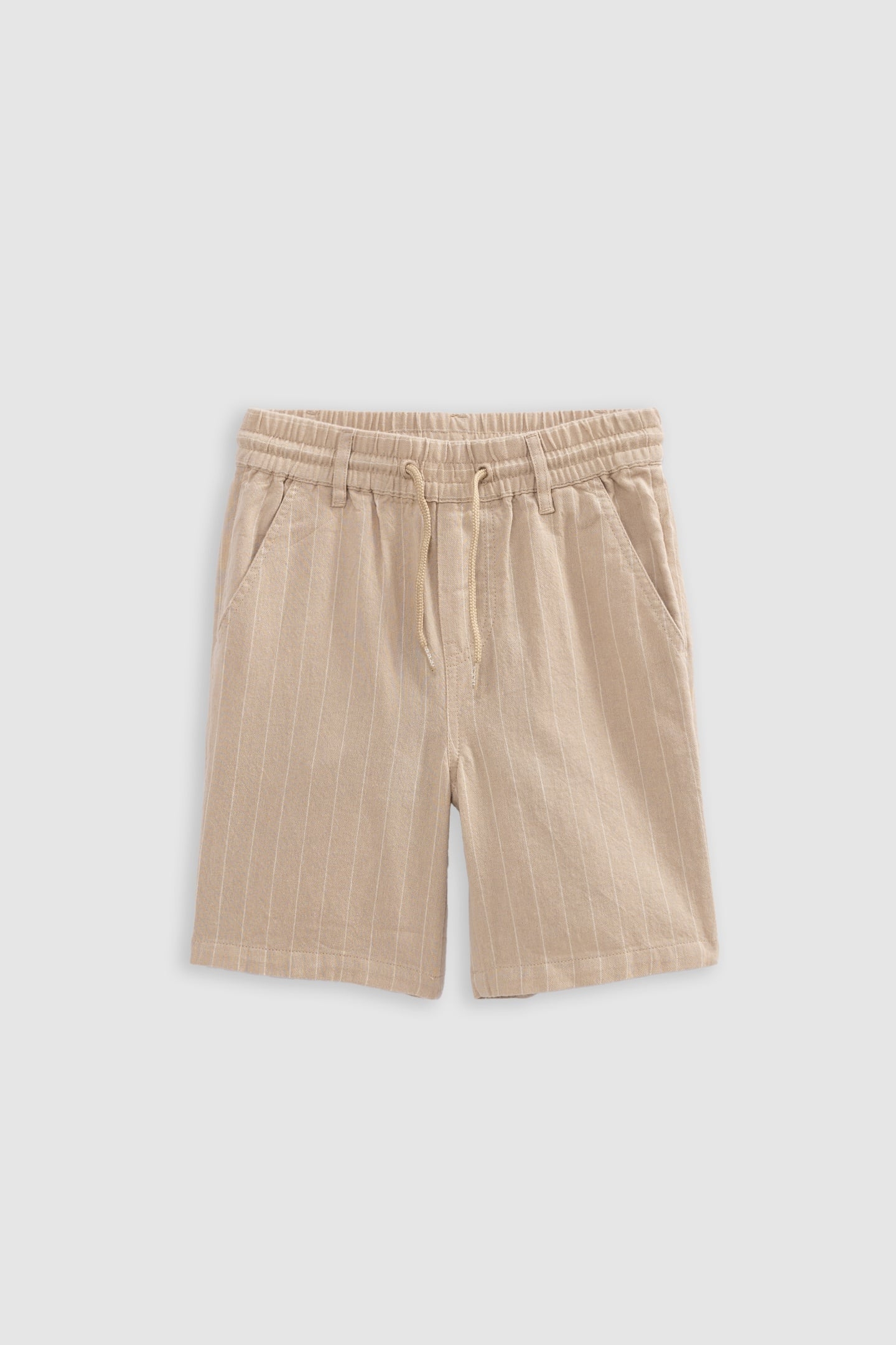 BEIGE ORGANIC COTTON BERMUDA SHORTS WITH STRIPES 1
