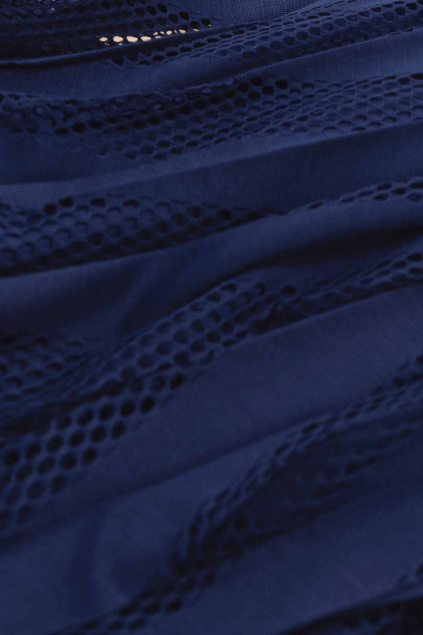 LONG INDIGO PLEATED SKIRT WITH OPENWORK STRIPES INDIGO 7