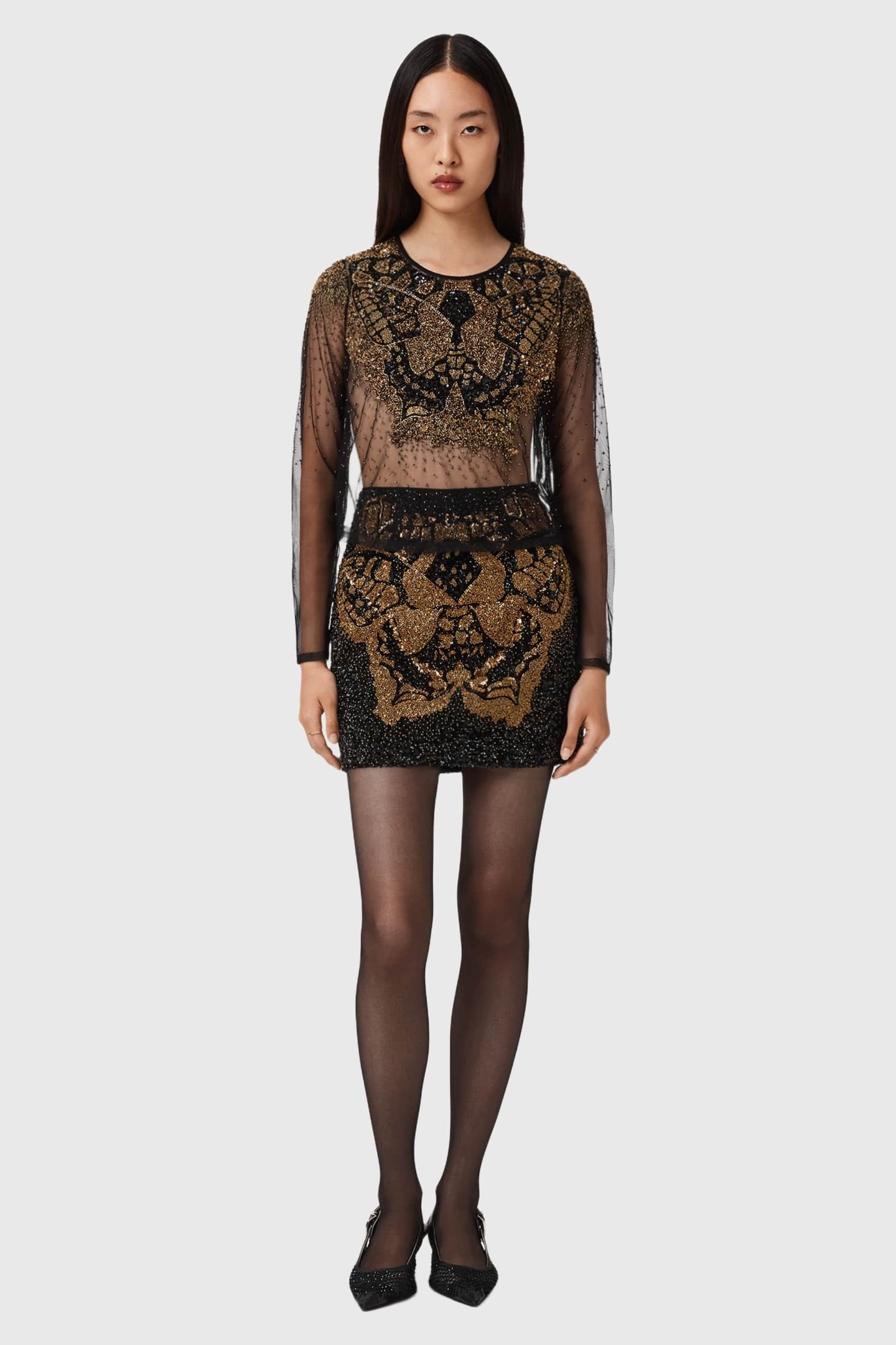 GRETA EMB TOP BLACK/GOLD 2