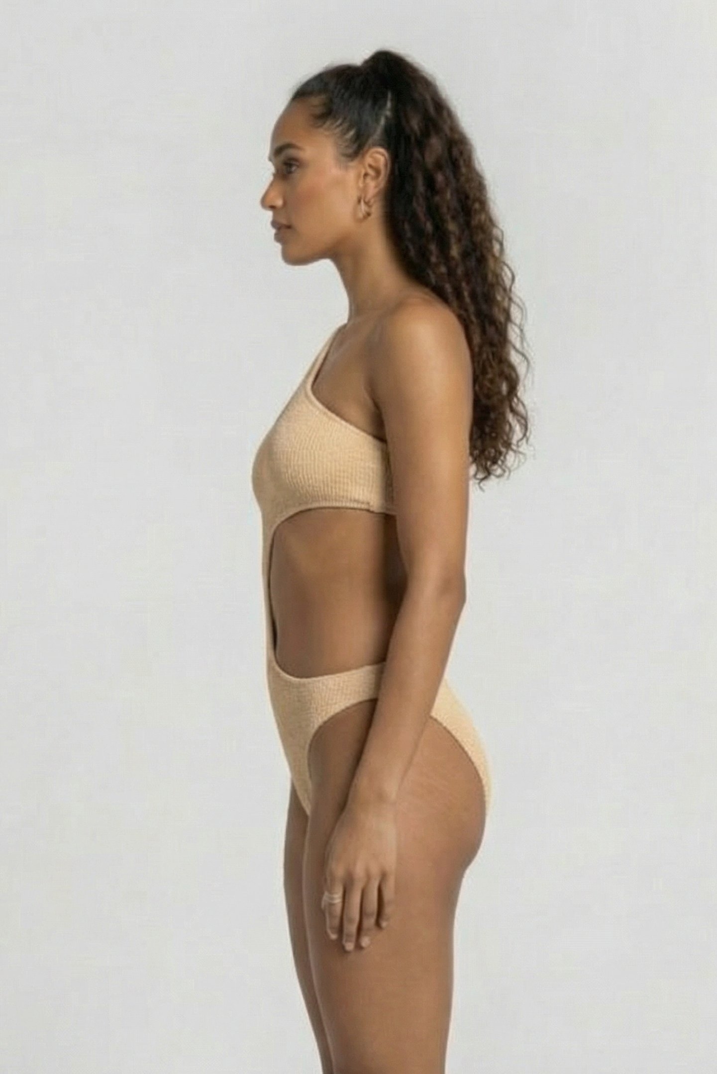 WOMEN'S ARENA TECH WOOL CUT OUT SWIMSUIT SAND 3