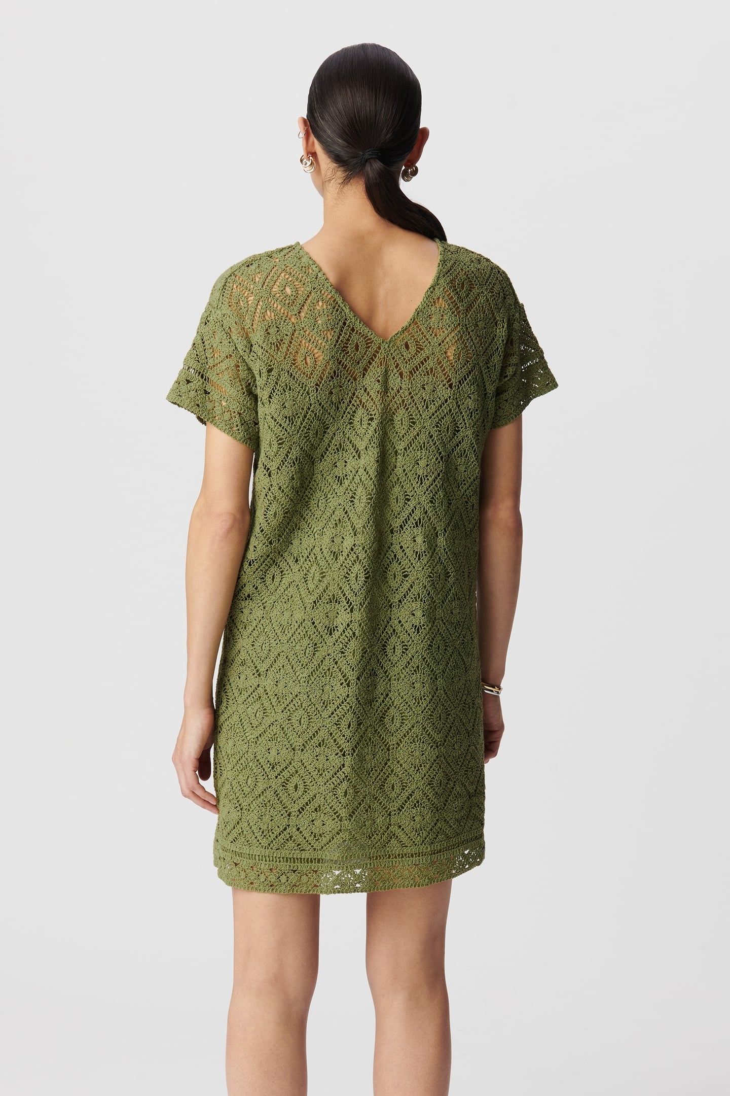 GREEN DRESS ORGANIC COTTON CROCHET LACE 4