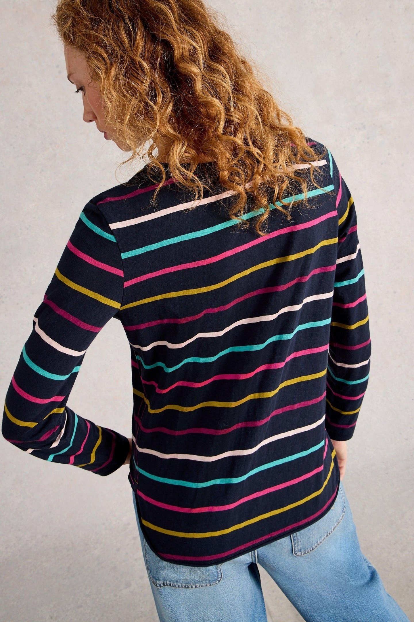 CLARA STRIPE LS TEE NAVY MULTI 2