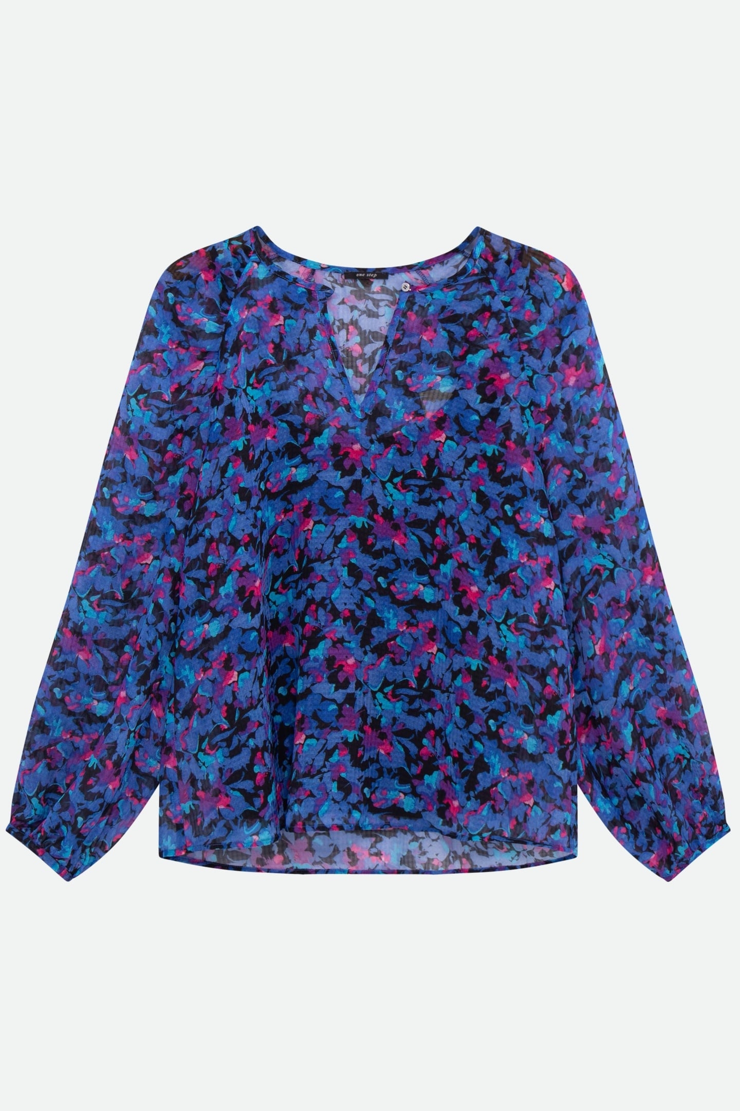 CIARA - BLUE BLOUSE WITH AQUATIC FLORAL PRINT 3