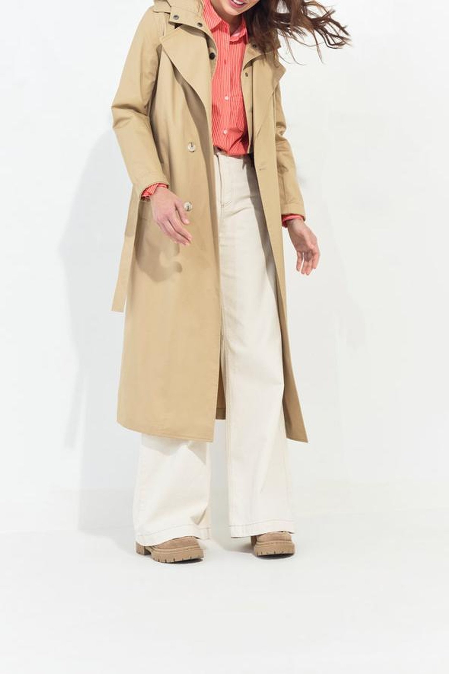 DAYLA - BEIGE ORGANIC COTTON TRENCH COAT WITH REMOVABLE HOOD 3