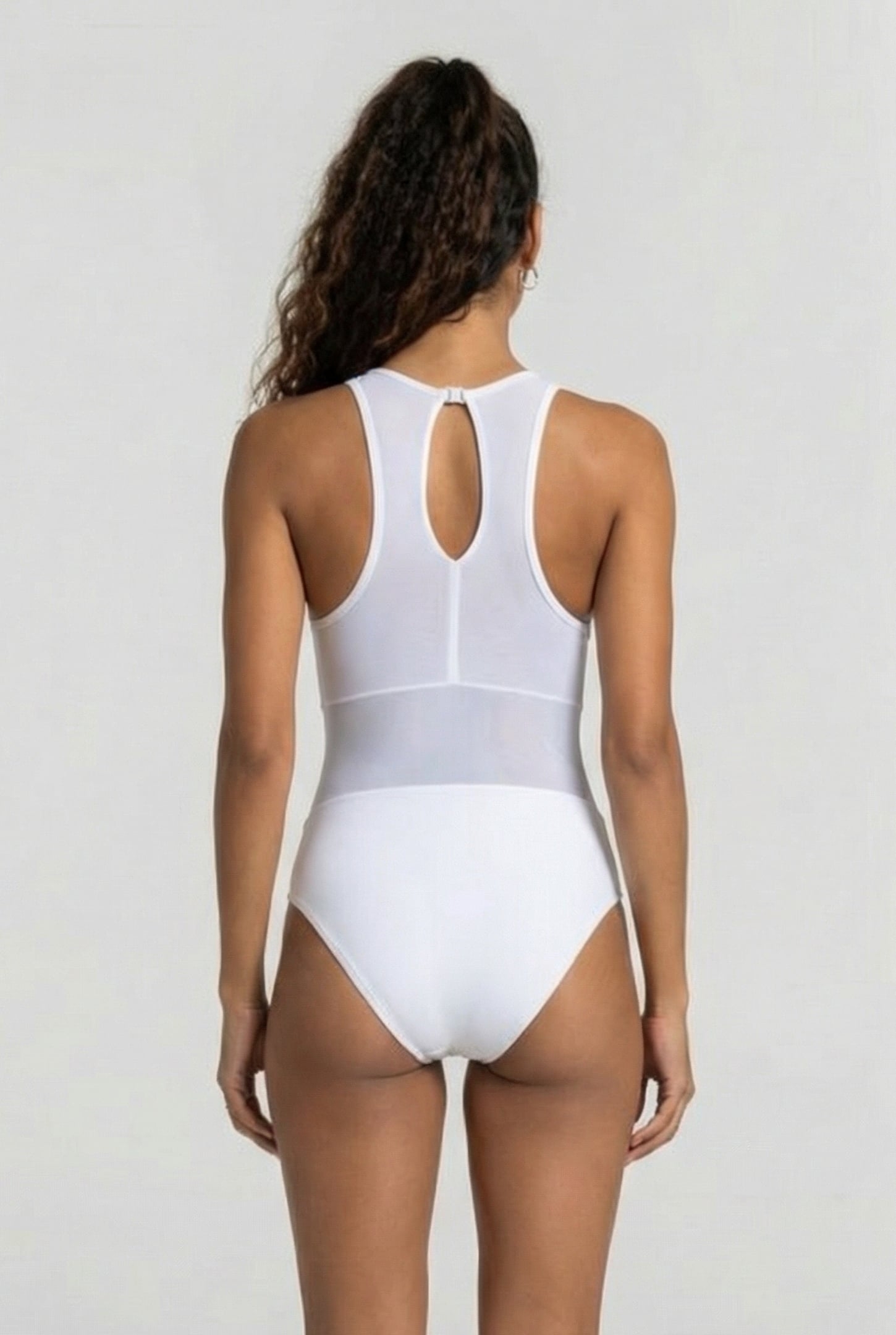 WOMEN'S ARENA MESH SWIMSUIT VENT BACK GR WHITE 2