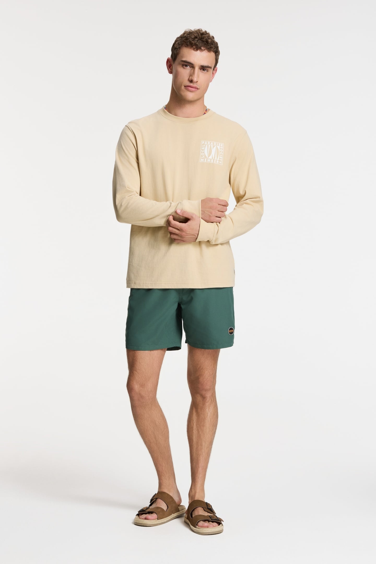 NOAH RELAXED LONGSLEEVE PARADISE BLOCK BEIGE SAND 1