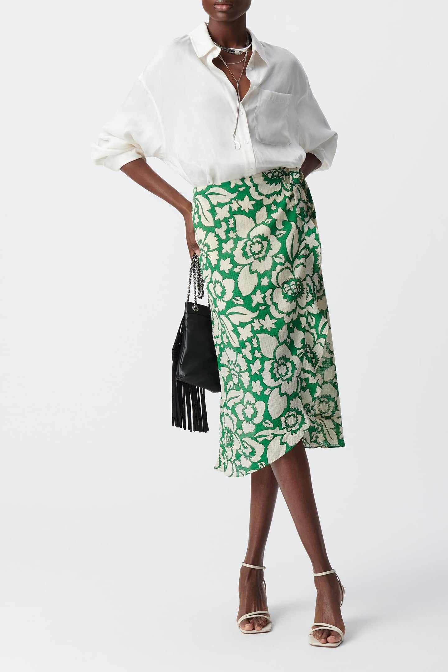 GREEN MAXI TROPICAL PRINTED MIDI SKIRT 1