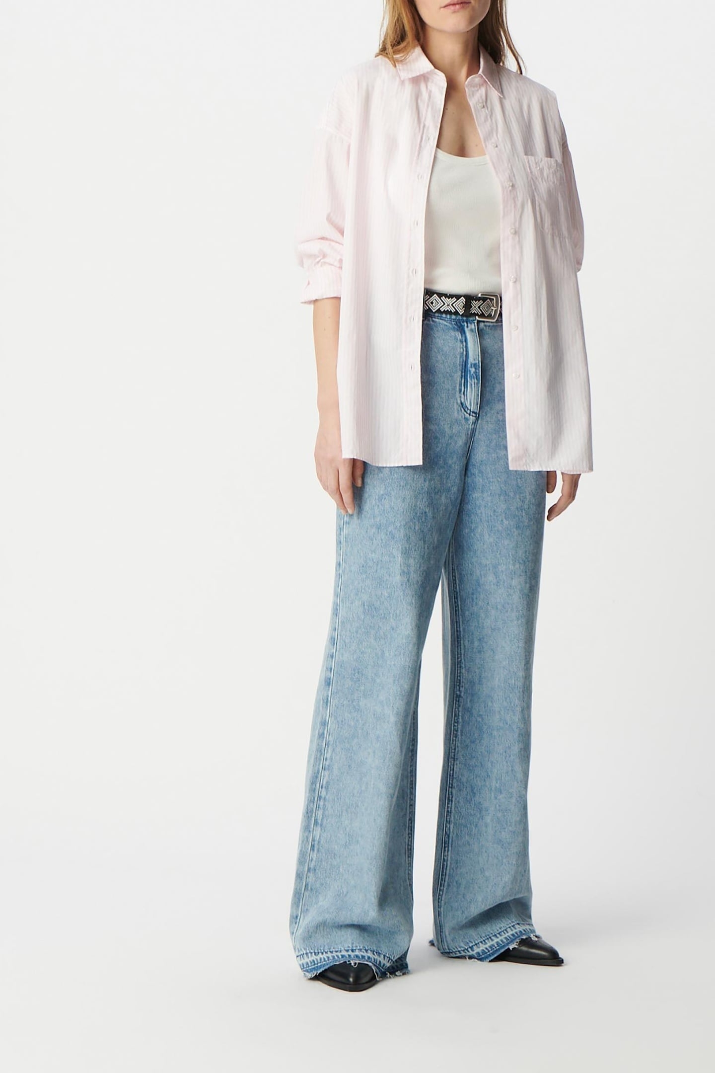 OVERSIZED PINK STRIPED ORGANIC COTTON SHIRT 1