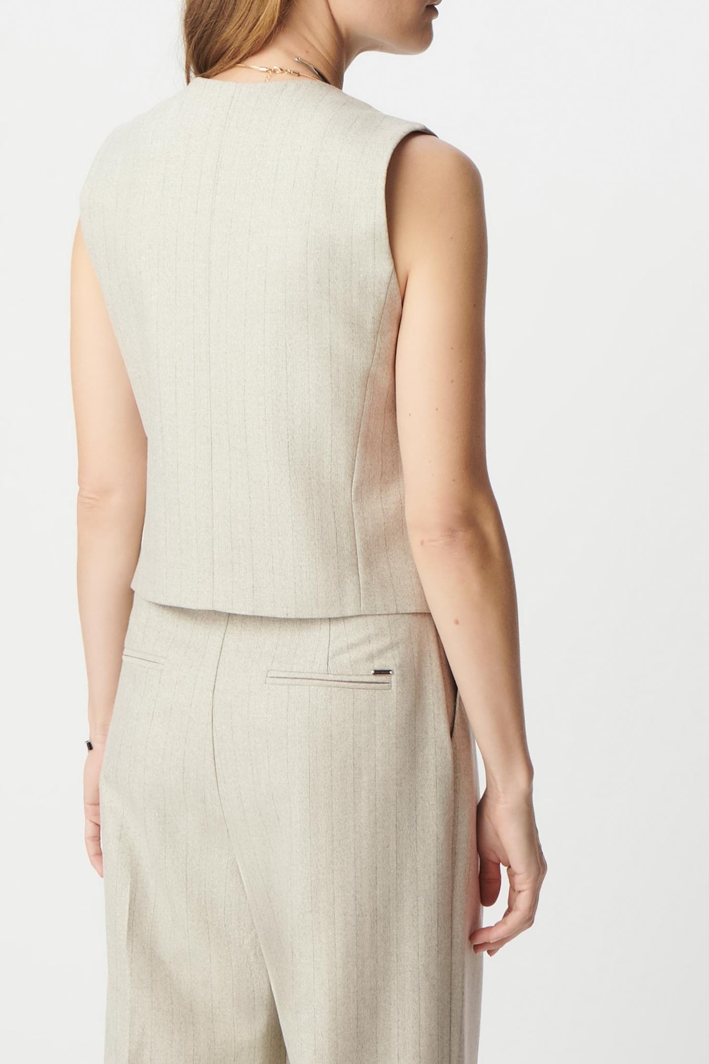 GREY LUREX STRIPED SUIT VEST 2