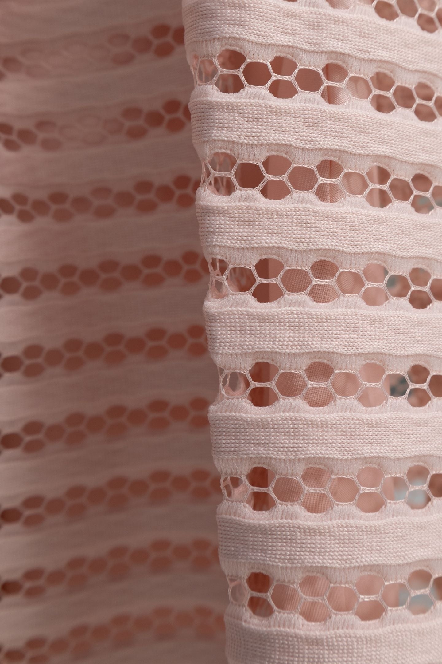 PINK STRIPED OPENWORK LACE DRESS 6