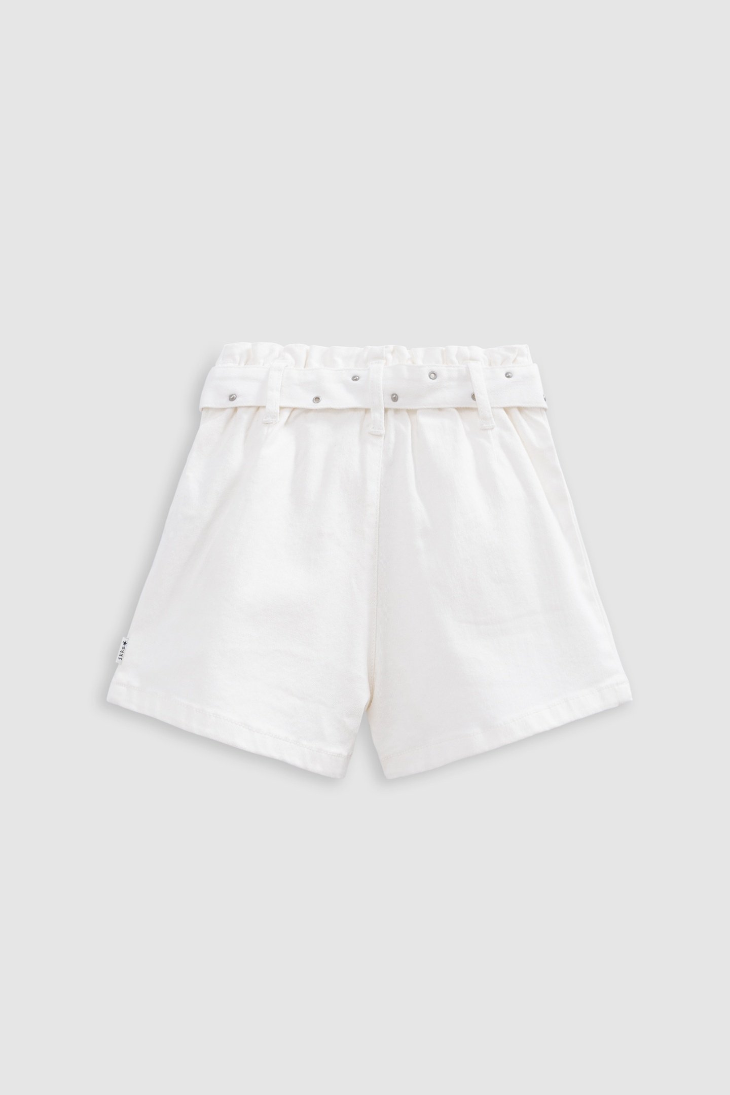 ECRU DENIM SHORTS WITH STUDDED BELT AND EYELETS 2