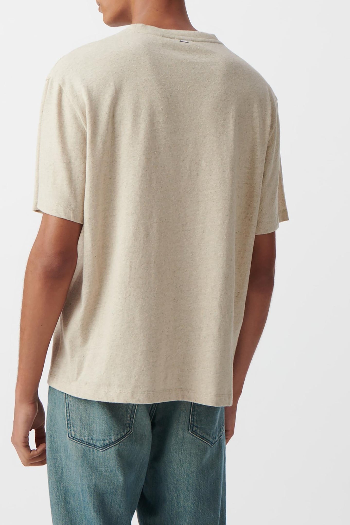 BEIGE MARL COTTON AND LINEN T-SHIRT 3