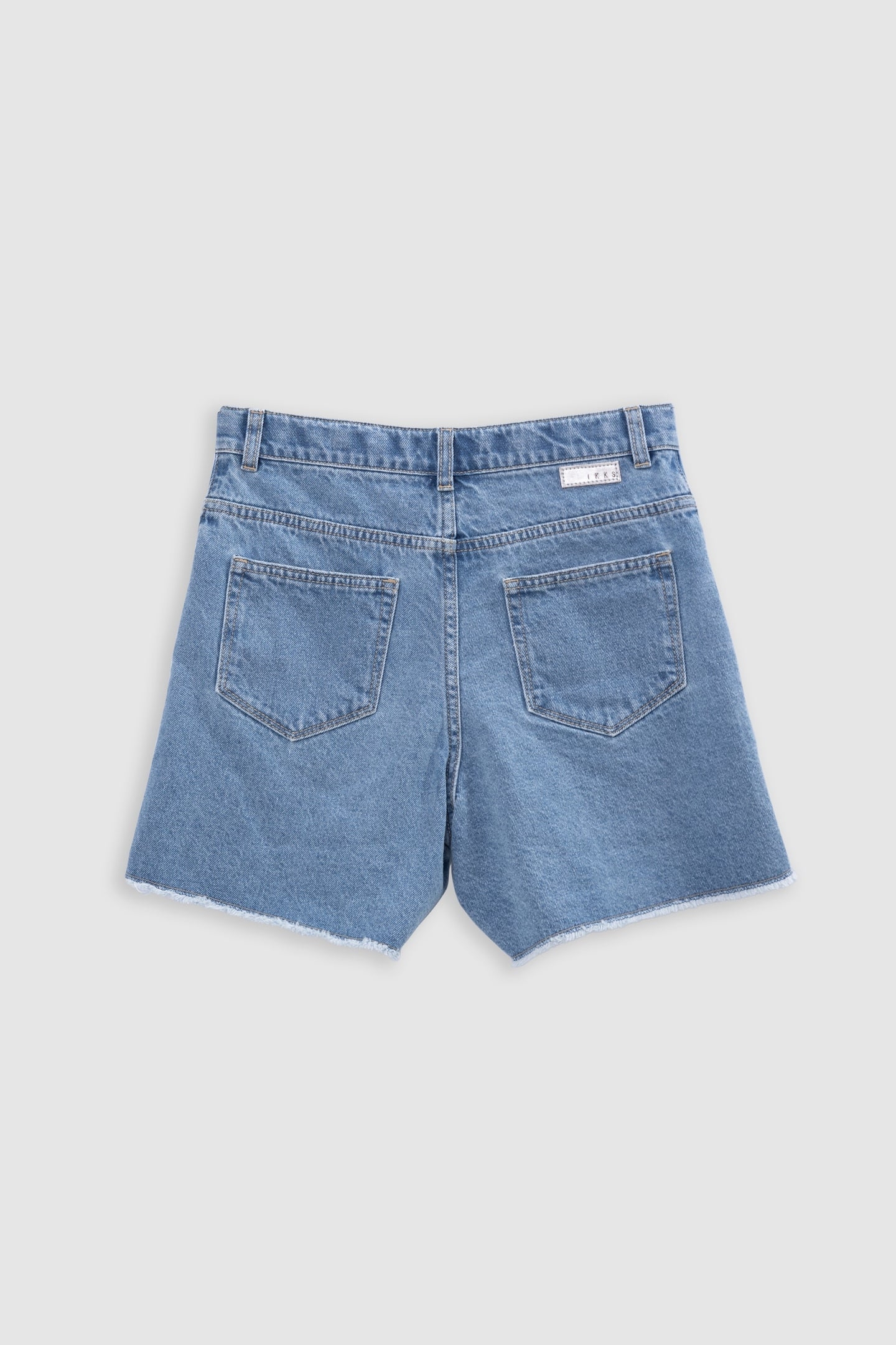 BLUE DENIM SHORTS WITH FRINGED EDGES 2
