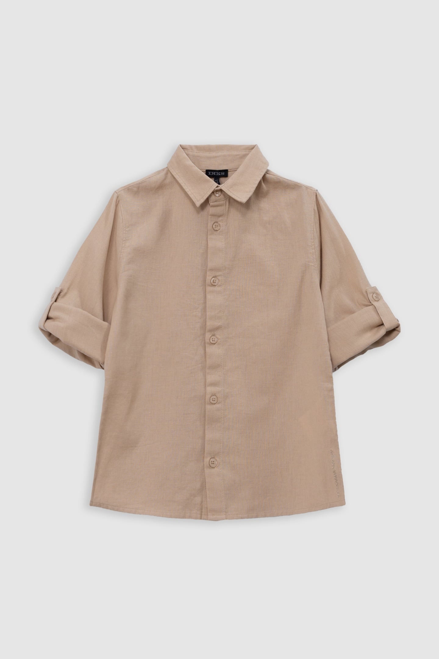 BEIGE COTTON AND LINEN MIX SHIRT 3