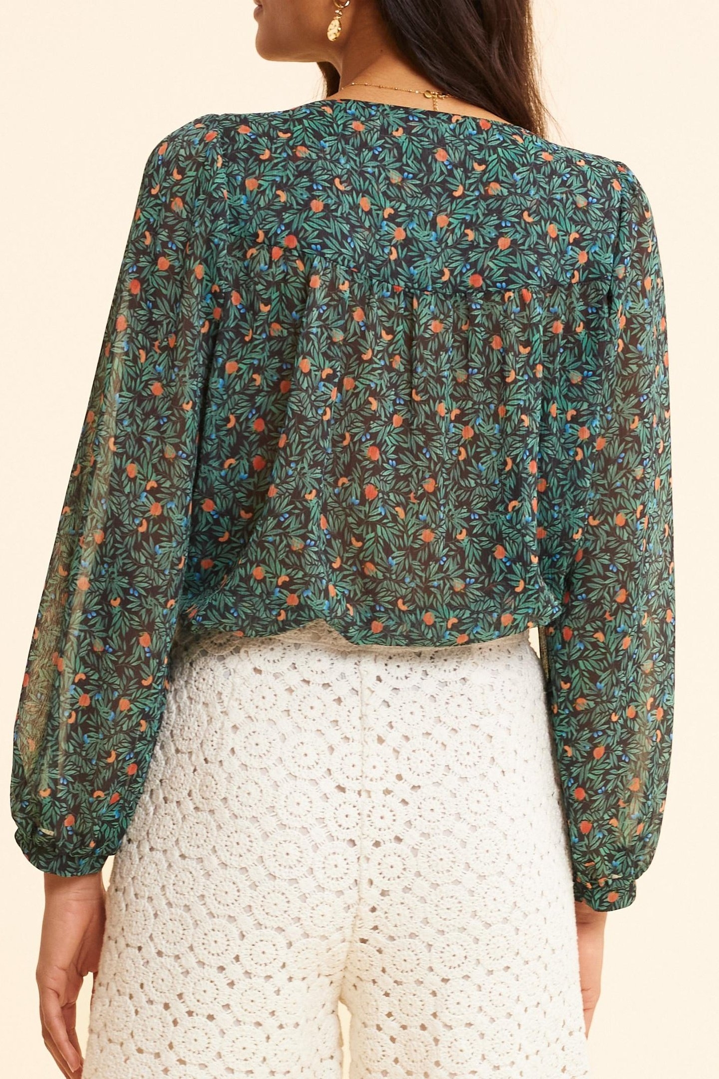 GREEN BLOUSE WITH SUMMER FRUIT PRINT GREEN 3