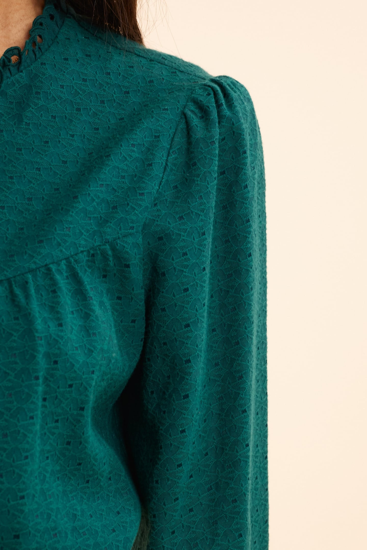 GREEN DECORATIVE JACQUARD BLOUSE GREEN 4