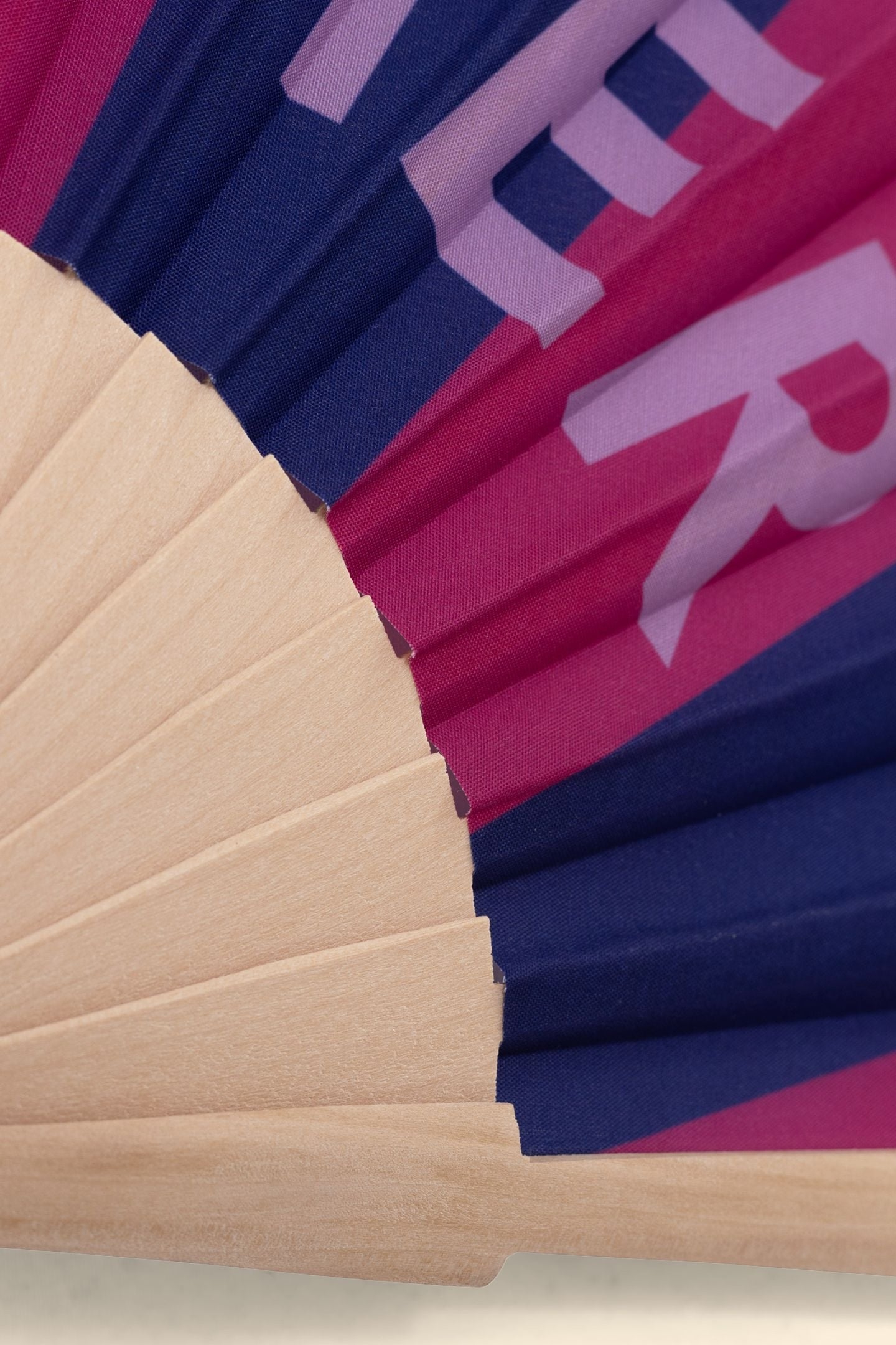 WOODEN FAN WITH MESSAGE AND BLUE STRIPES INDIGO 3