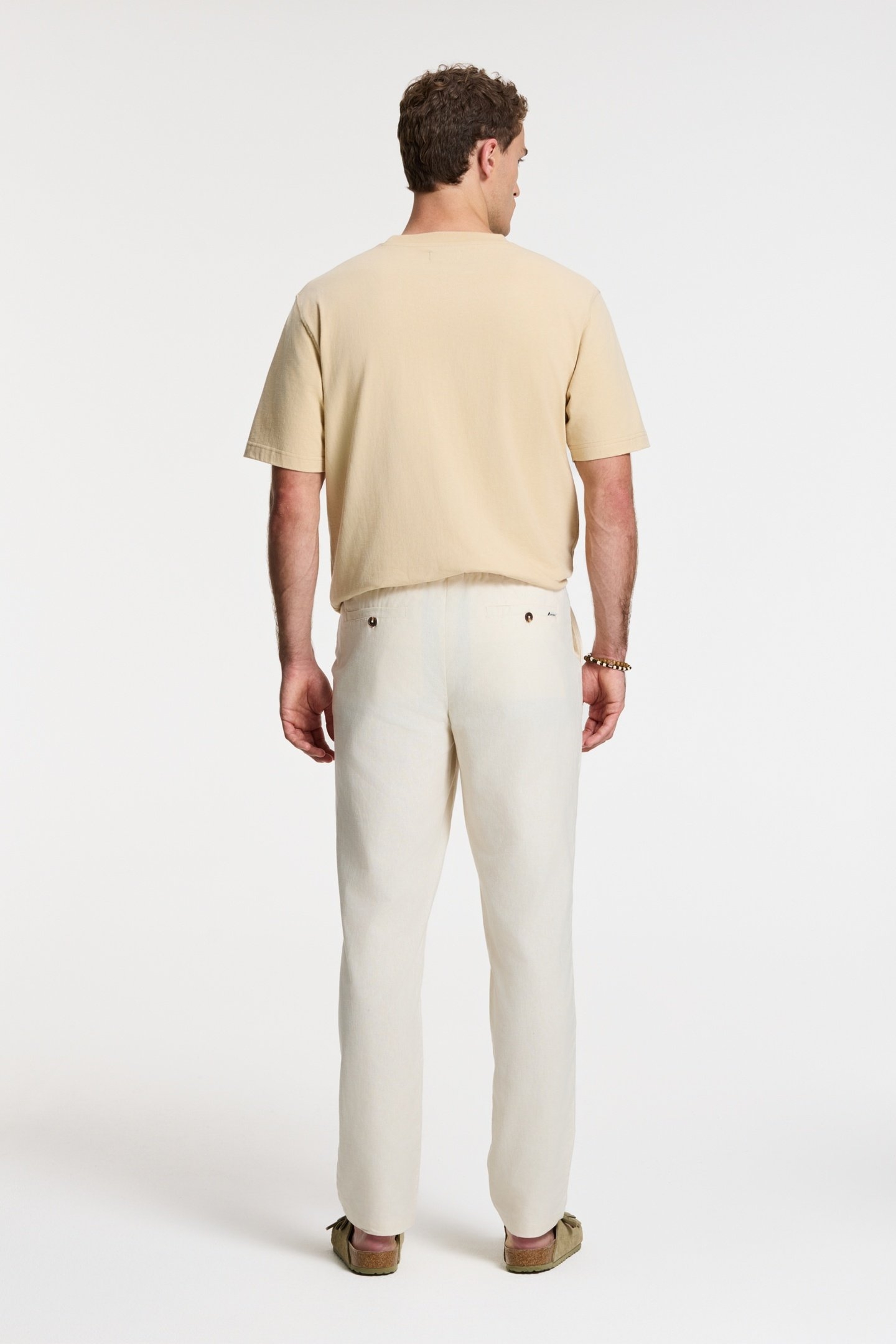 LUKE LINEN TROUSERS SOLID BEIGE 5