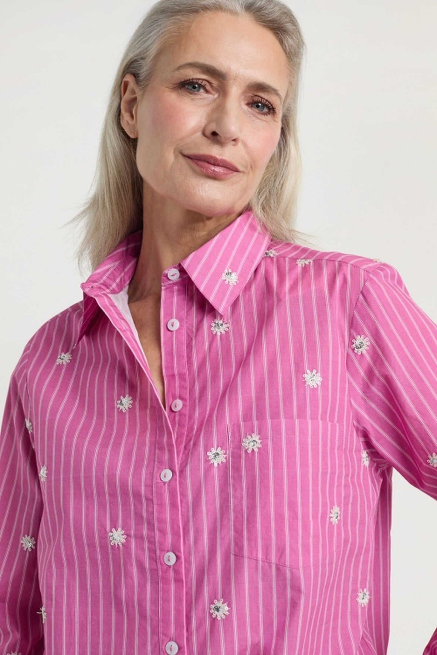 JUUL BLOUSE STRIPE FUCHIA 2