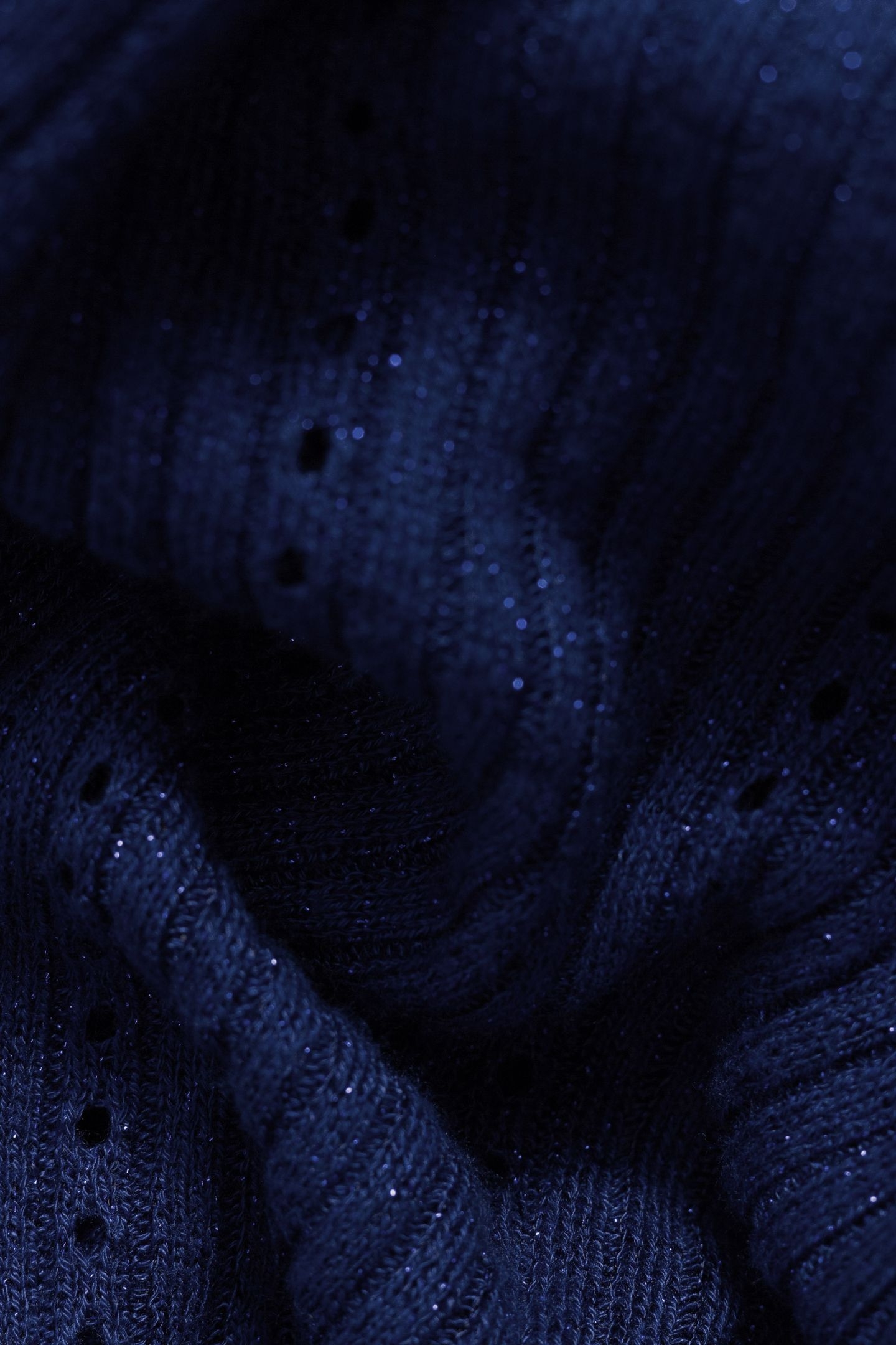 BLUE LUREX OPENWORK RIBBED KNIT SWEATER INDIGO 7