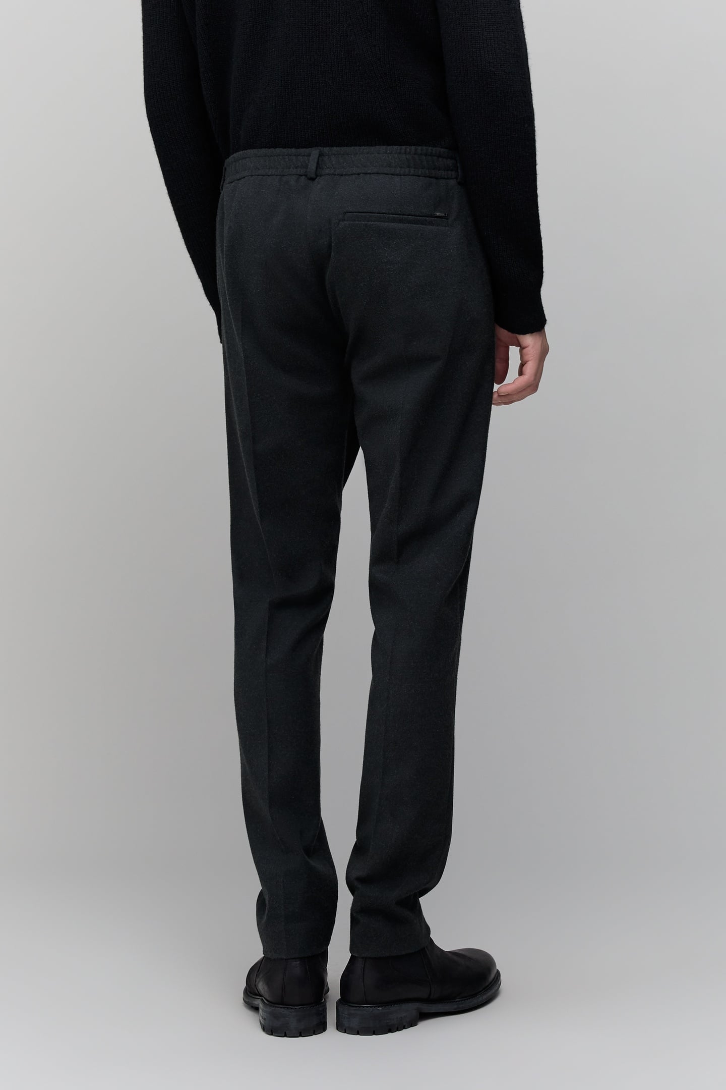 ANTHRACITE PANTS WITH ELASTIC WAISTBAND FOR MEN 4