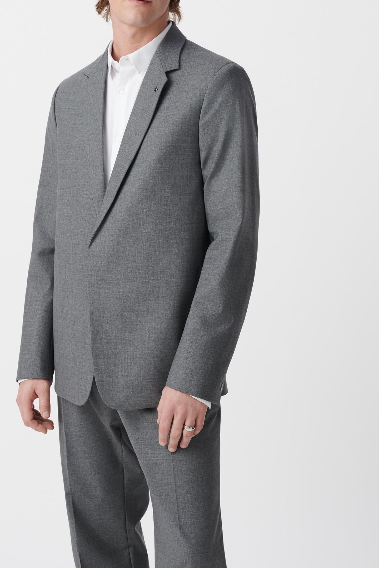 GREY WOOL BLEND SUIT JACKET 2