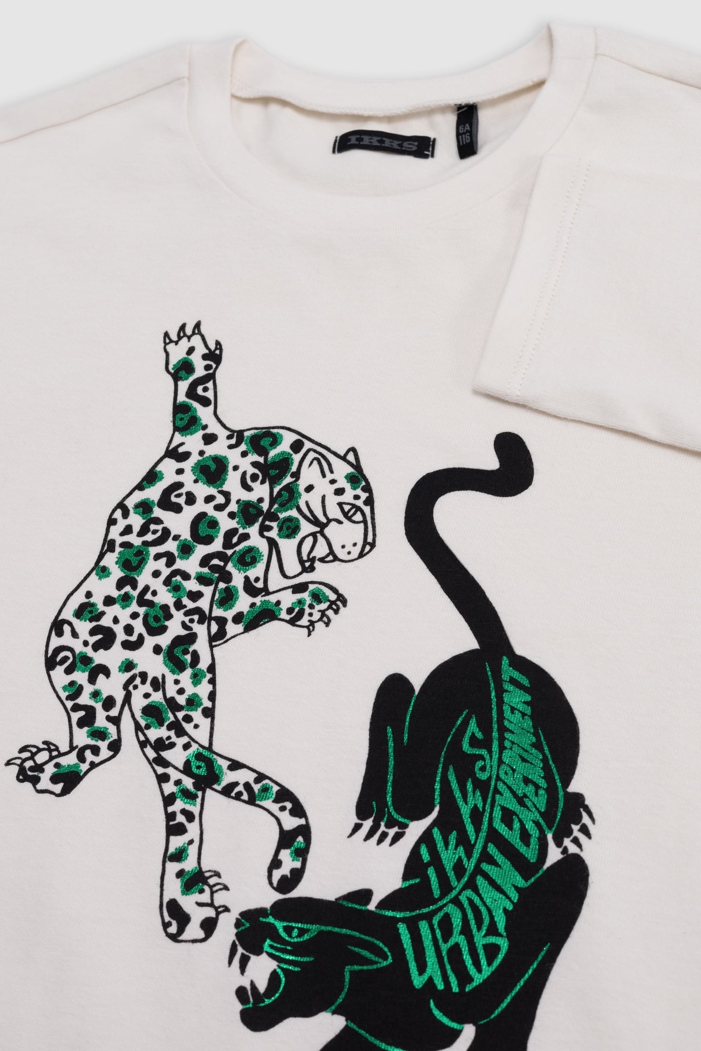 BOY'S ECRU ORGANIC COTTON VISUAL DOUBLE PANTHER T-SHIRT 6