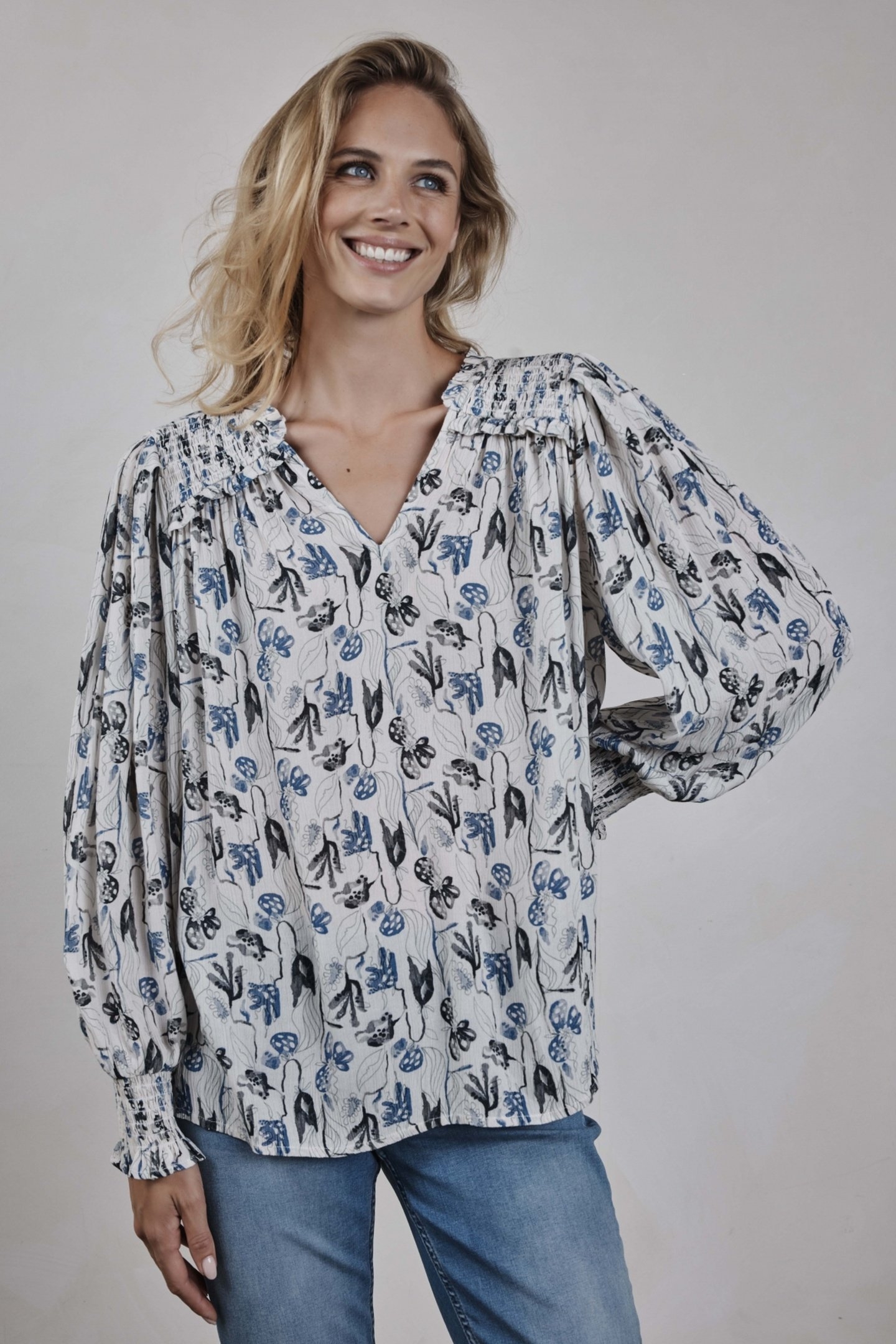 BLOUSE VIENNA OFFWHITE AMBIANCE XS PRINT 1