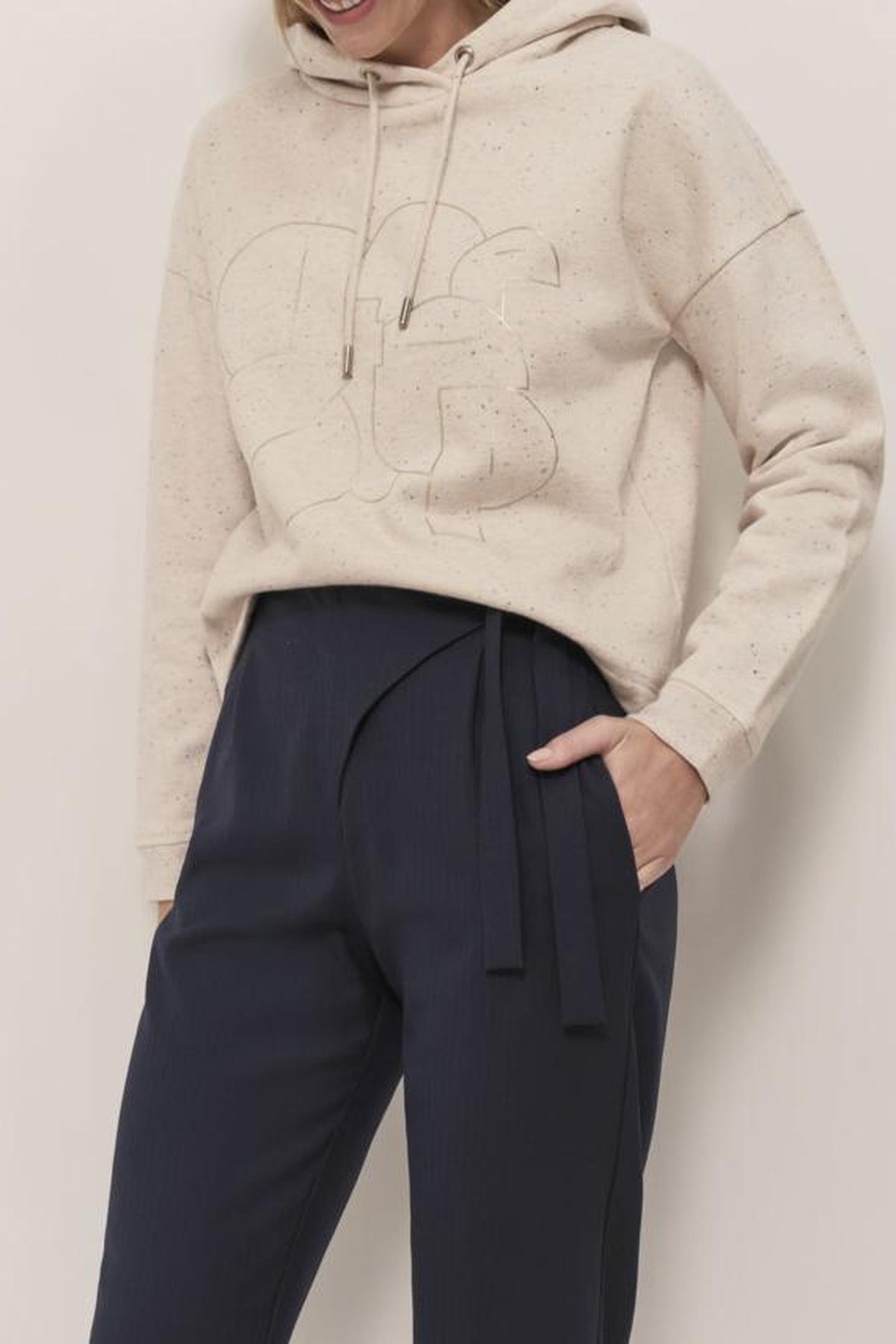 MAGIE - IVORY FLEECE SWEATSHIRT WITH DOUPIONS AND MONOGRAM S 3
