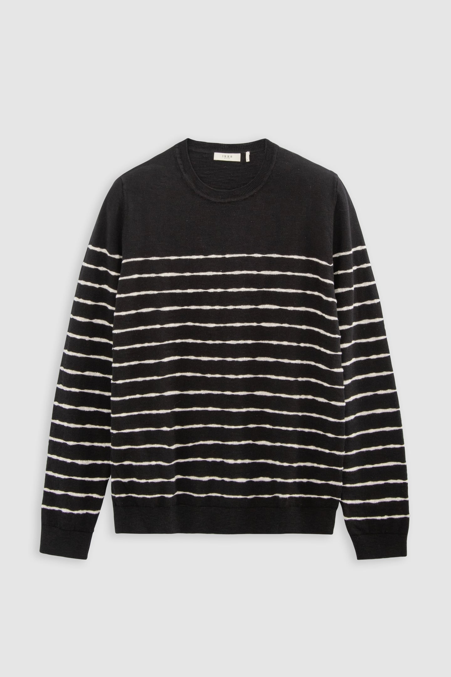 BLACK FINE KNIT SAILOR SWEATER, WHITE STRIPES 4