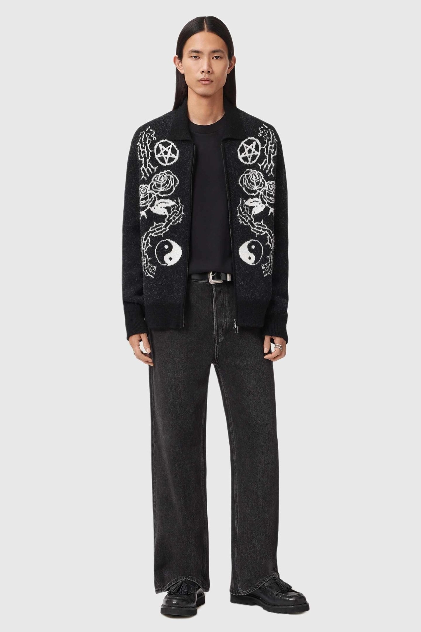 WARNER CARDIGAN CINDER BLACK/WHITE 2