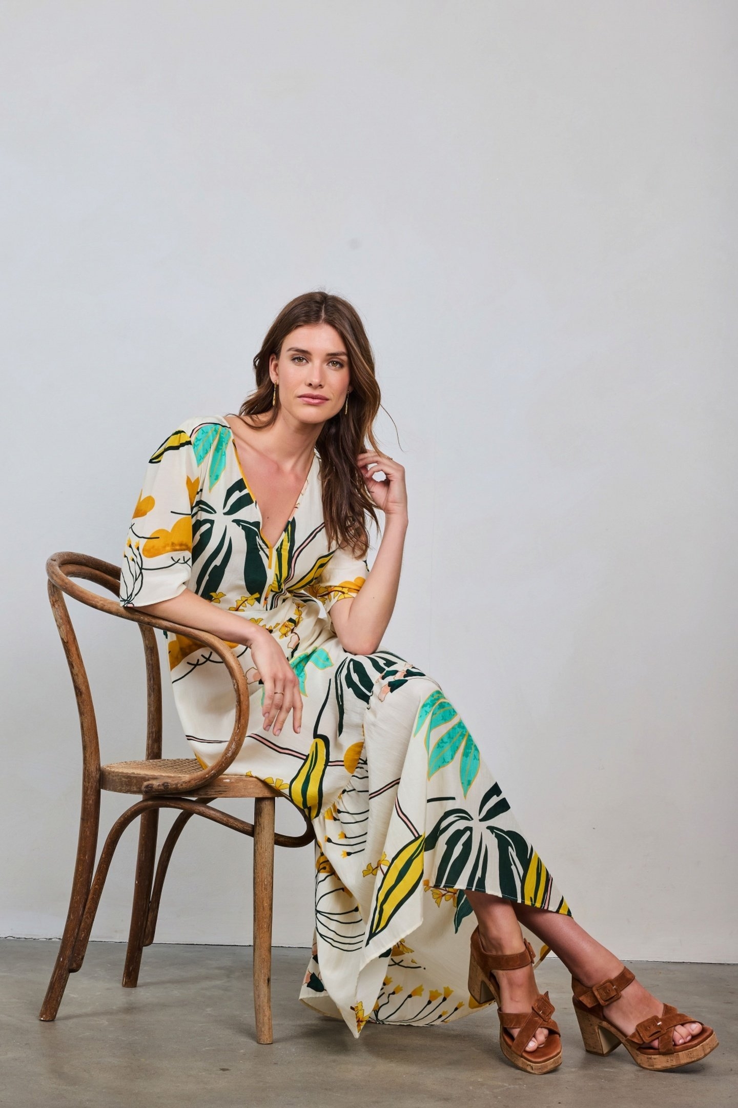 DRESS BONITA IN OFFWHITE WITH SUNSHINE PRINT 1