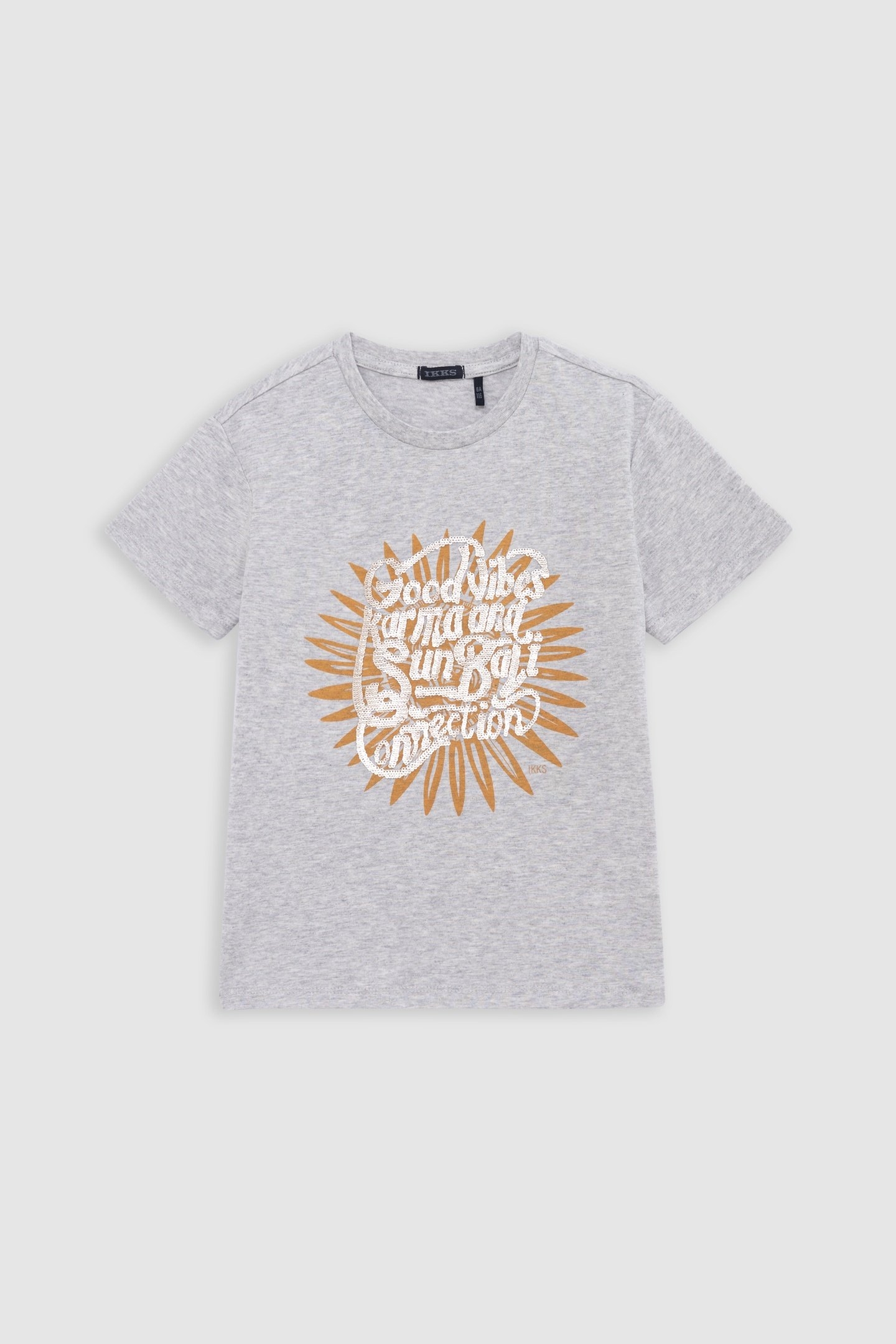 GREY ORGANIC COTTON PRINT AND SEQUIN T-SHIRT 1