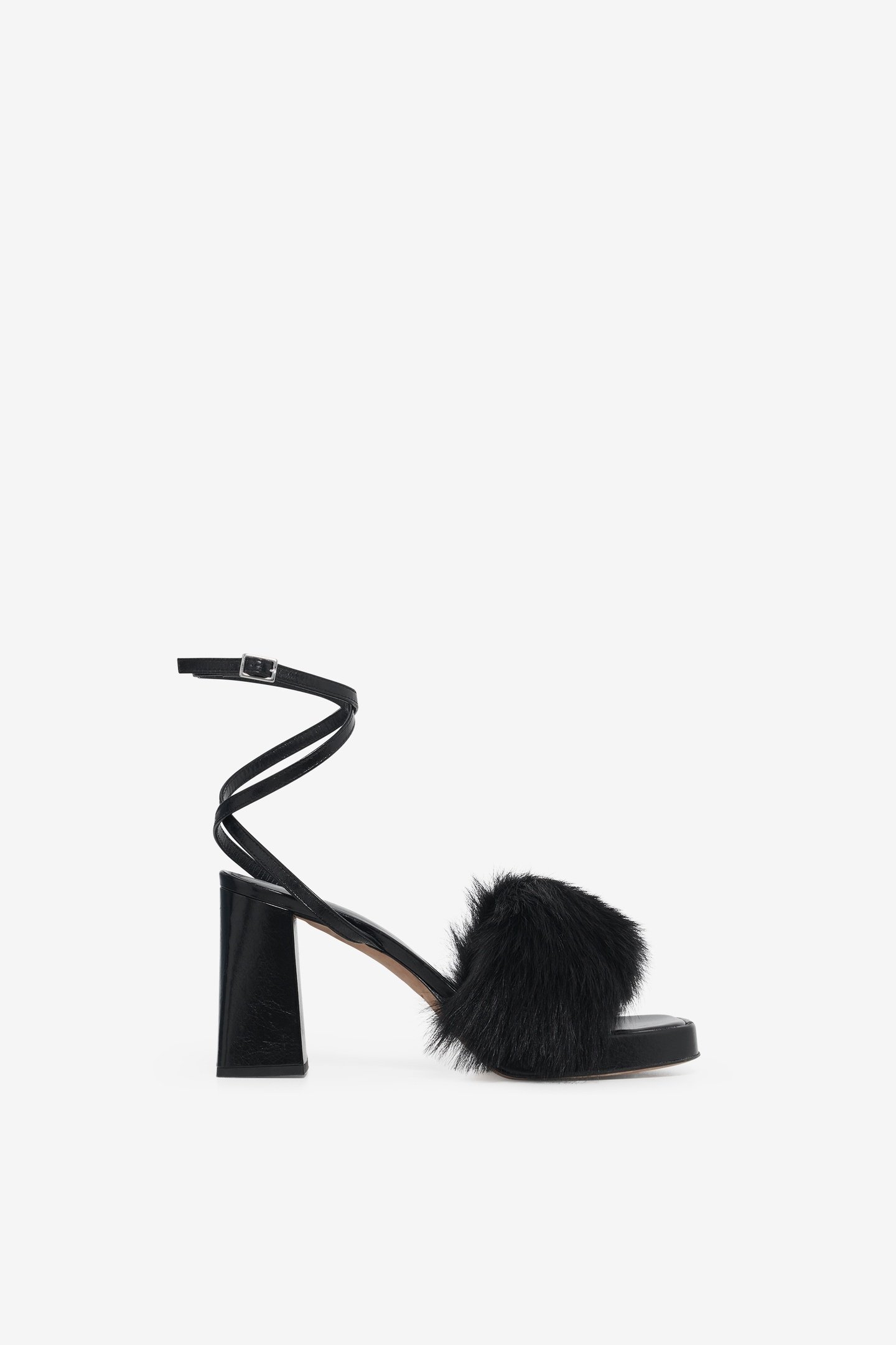 IRMA FOXY SANDALS BLACK FUR 2