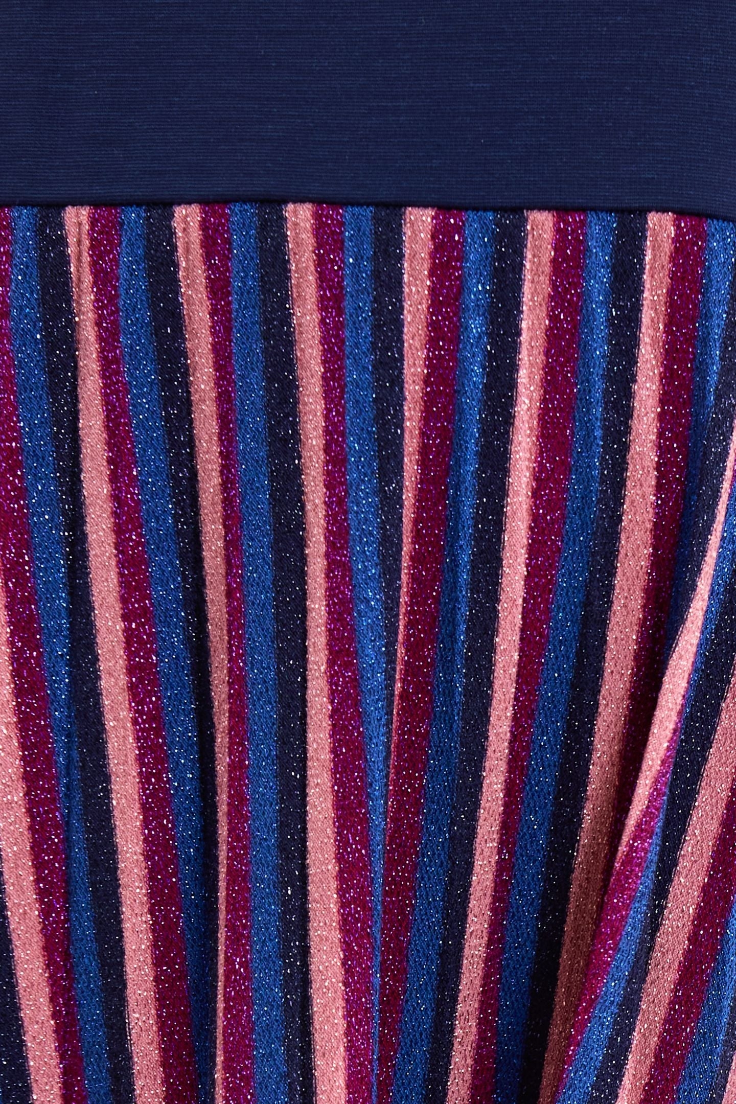 LUREX STRIPED PLEATED BI-MATERIAL MAXI DRESS VIOLINE 7