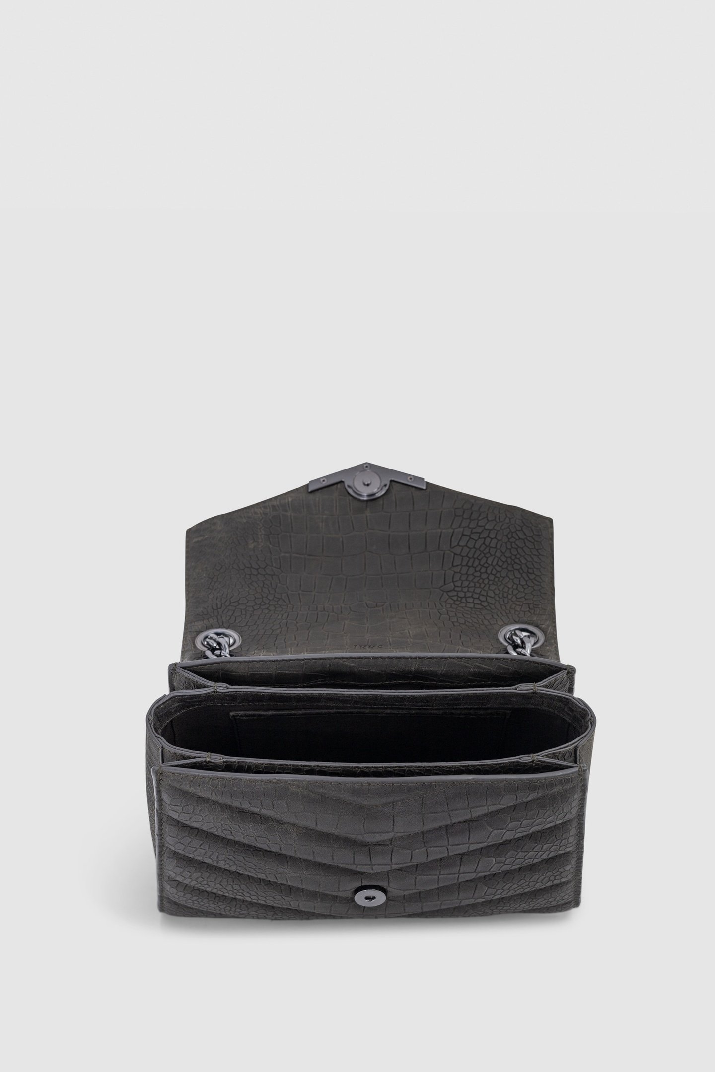 THE 1. ANIMALS KHAKI LEATHER EMBOSSED CROCODILE SIZE M 1