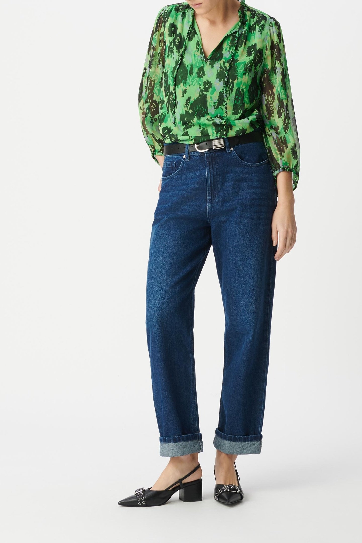 GREEN ABSTRACT PRINT BLOUSE 1