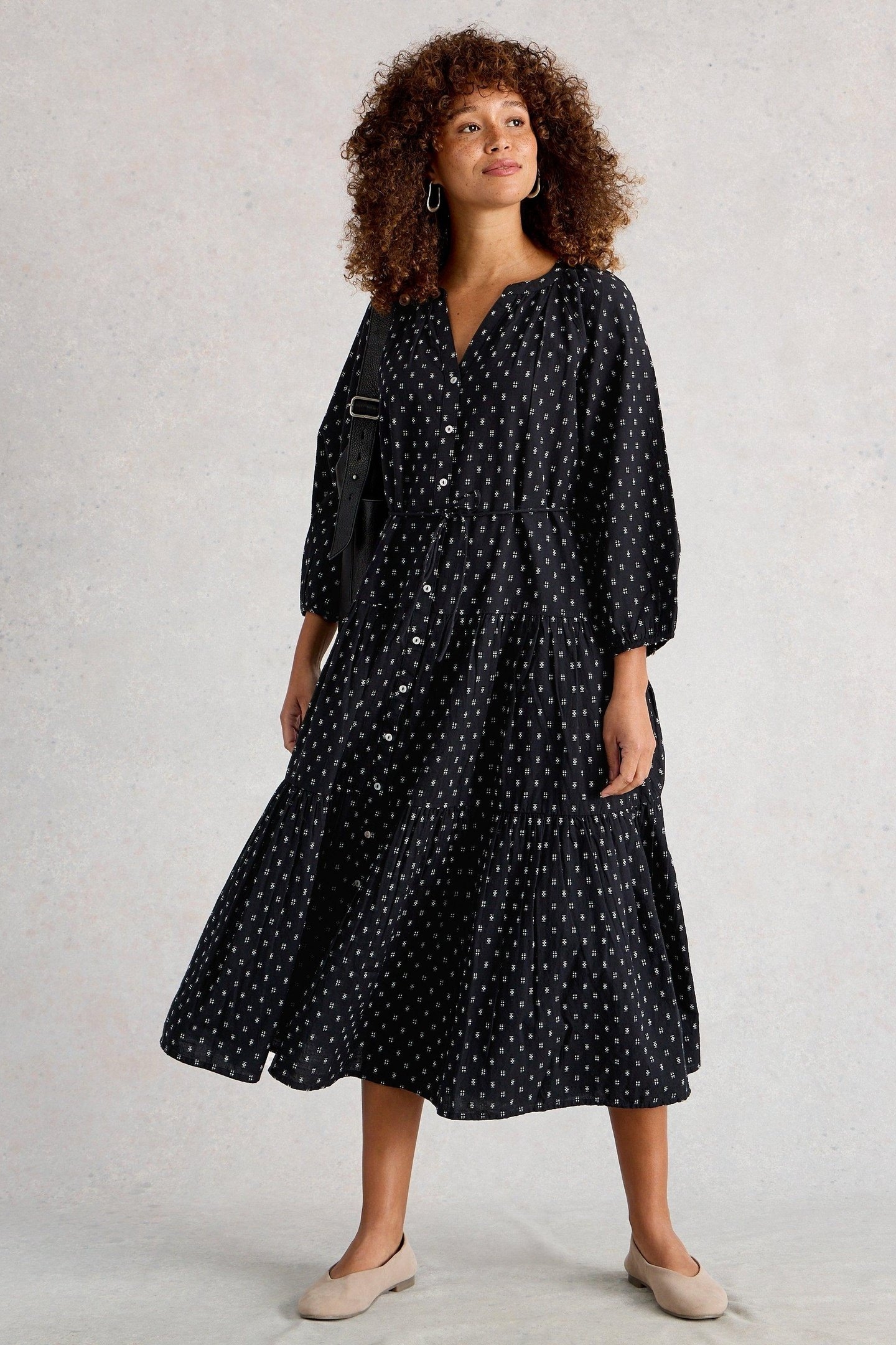 GINA MIDI DRESS BLACK MULTI 1