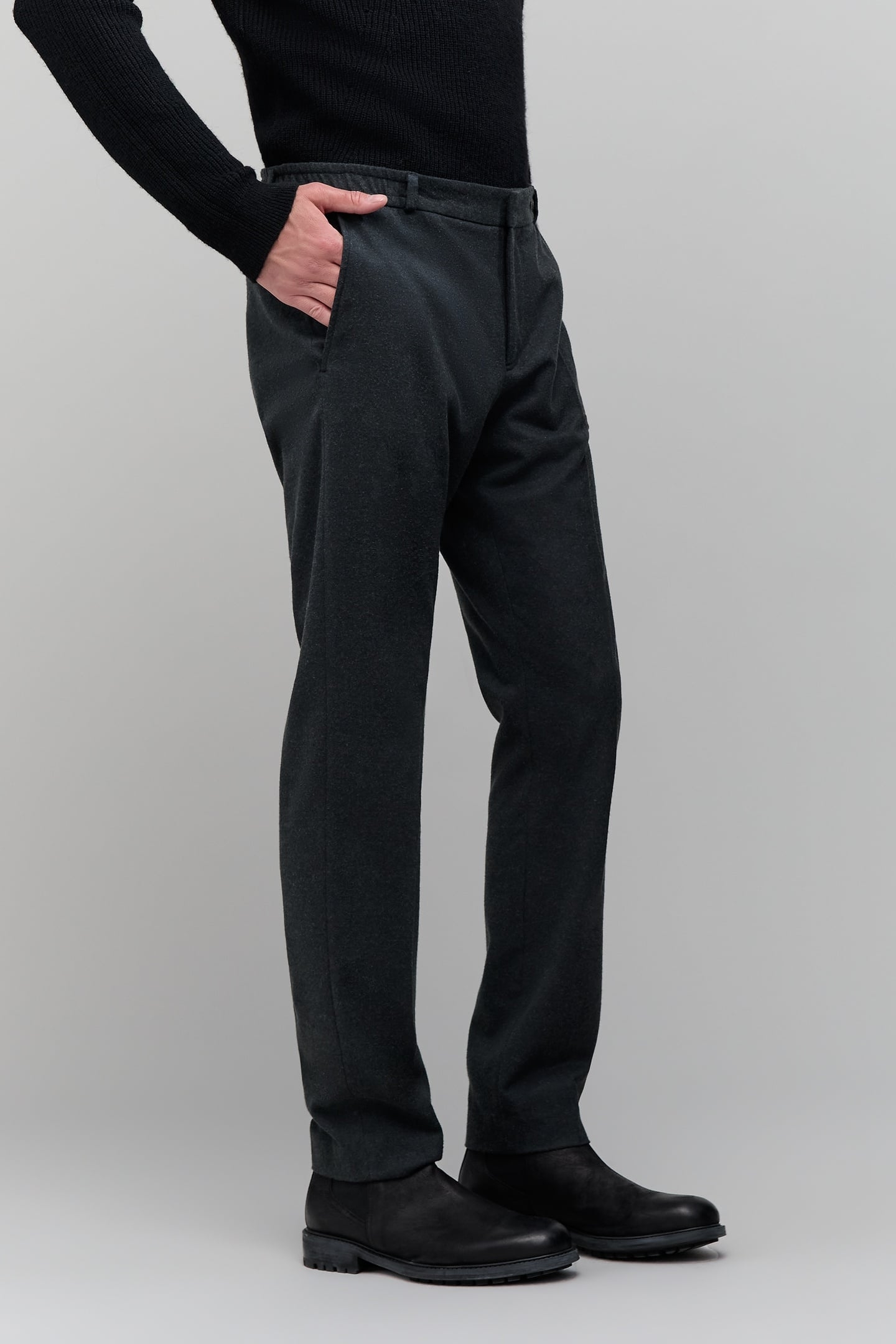 ANTHRACITE PANTS WITH ELASTIC WAISTBAND FOR MEN 5