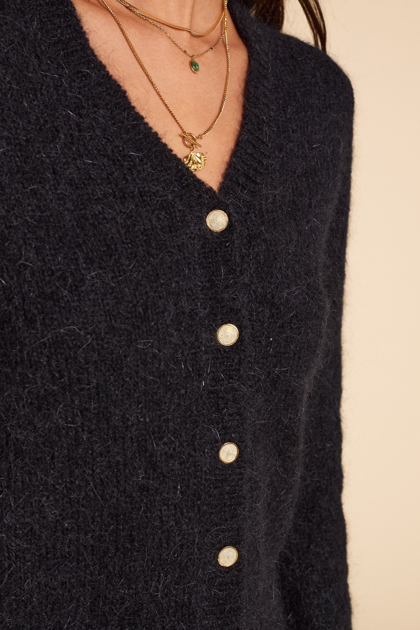 FANCY KNIT BLACK CARDIGAN BLACK 4