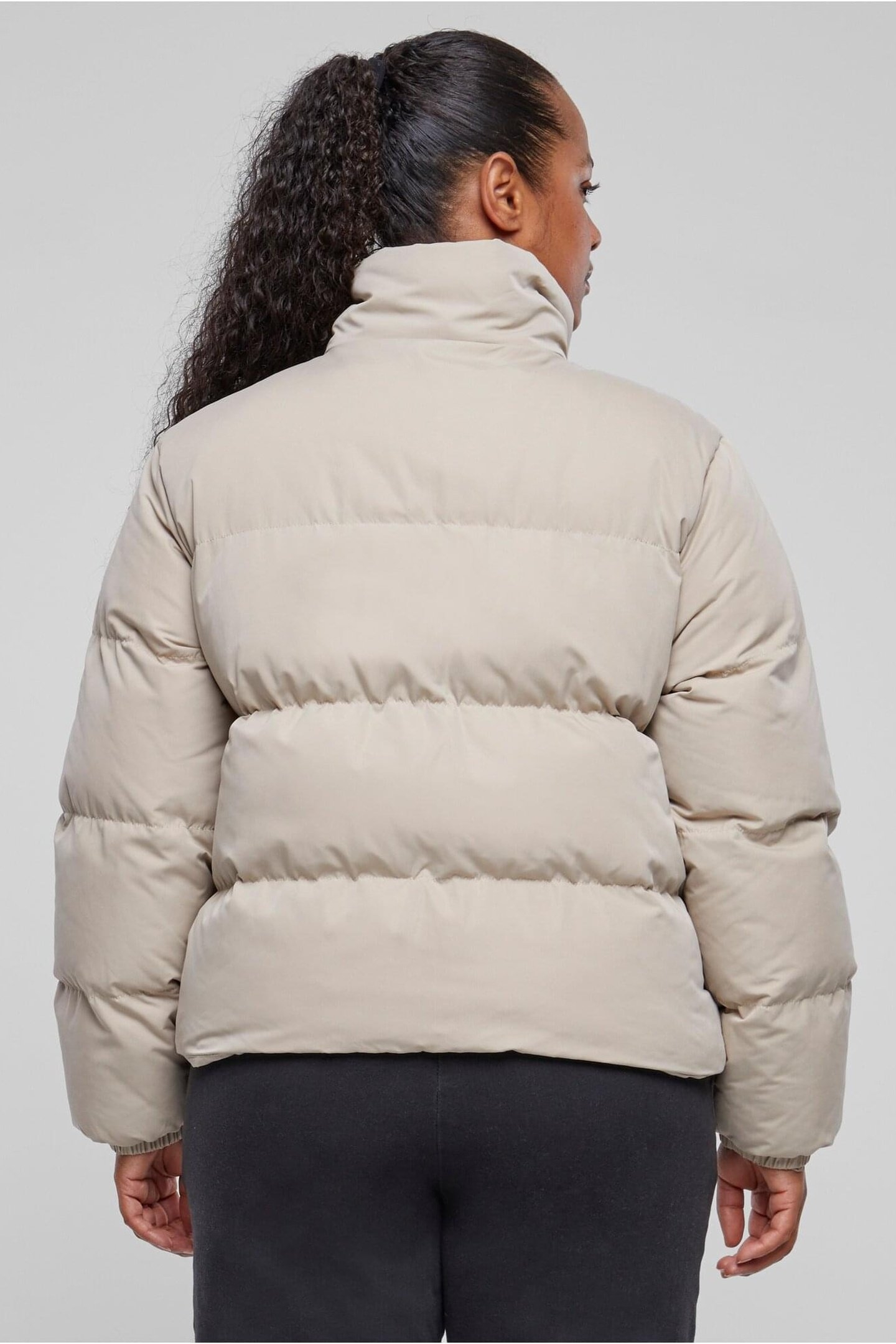 LADIES SHORT PEACHED PUFFER JACKET WET SAND 4