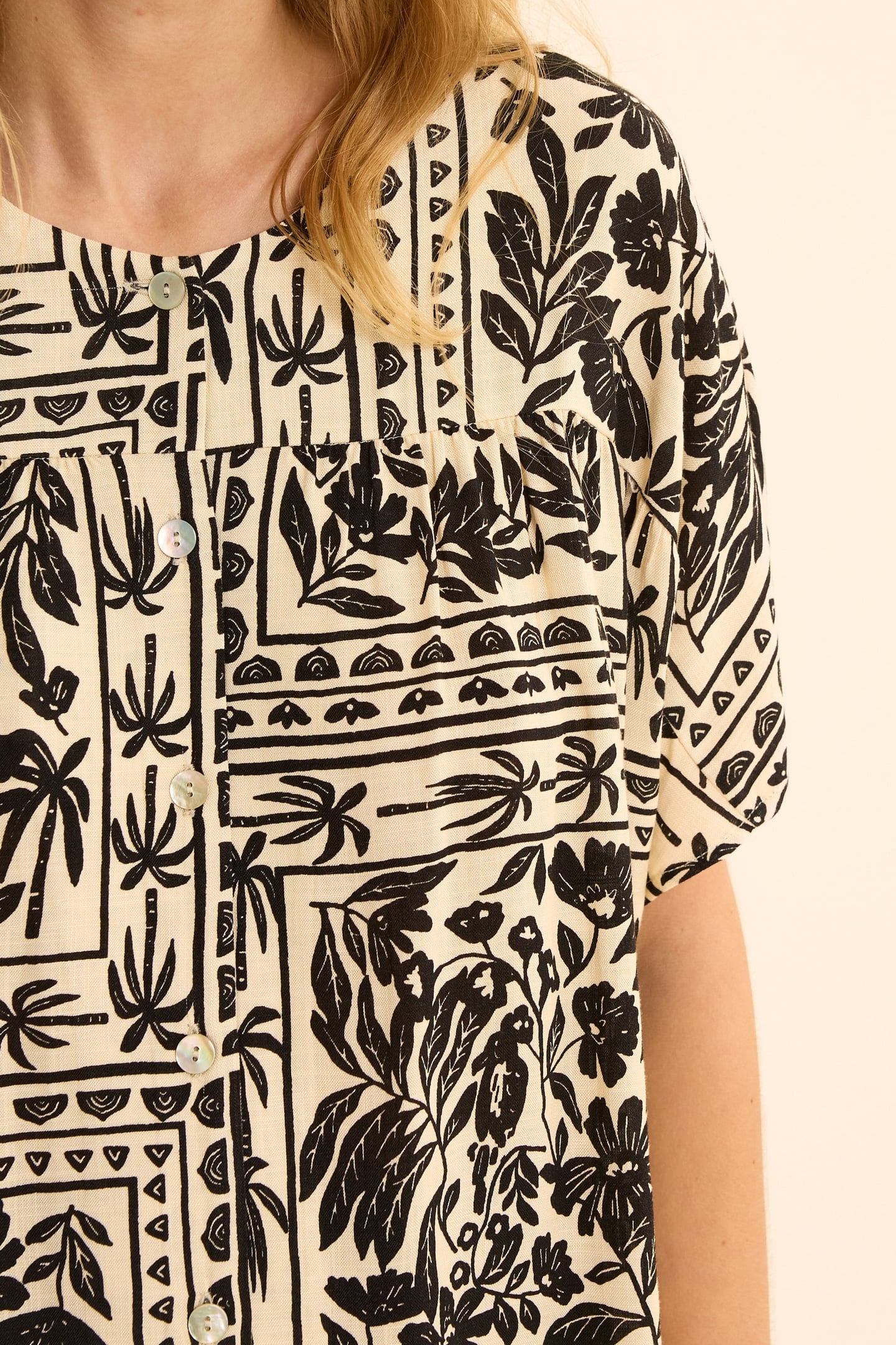 ECRU TOP WITH PLANT BANDANA PRINT ECRU 5