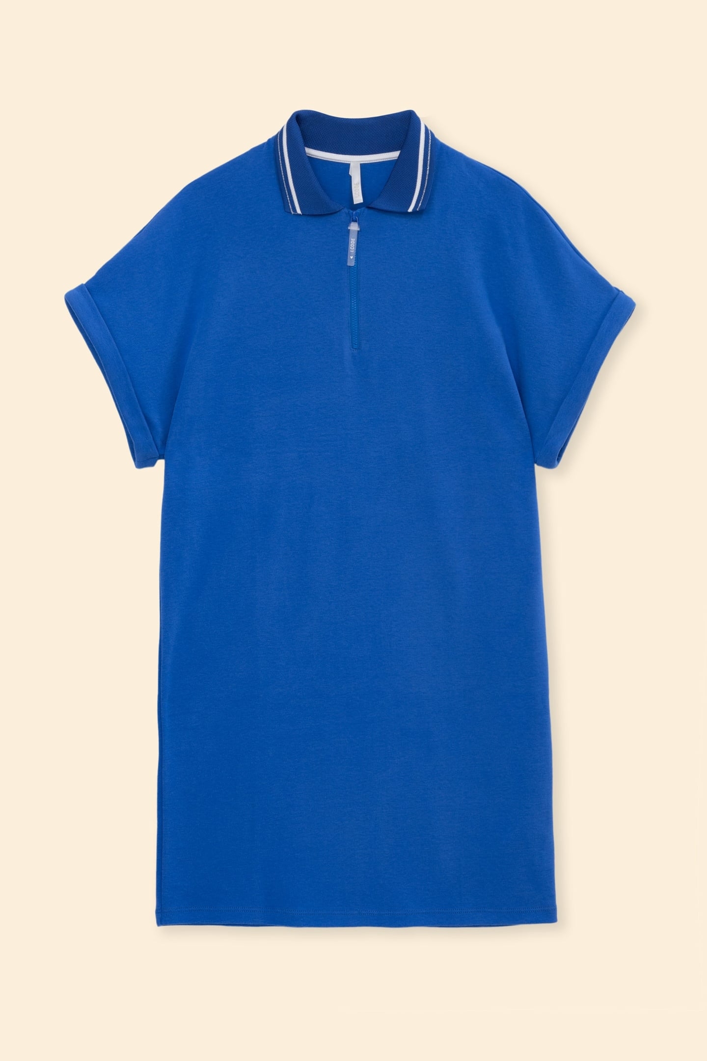 BLUE DRESS WITH ZIPPED POLO NECK ELECTRIC BLUE 5