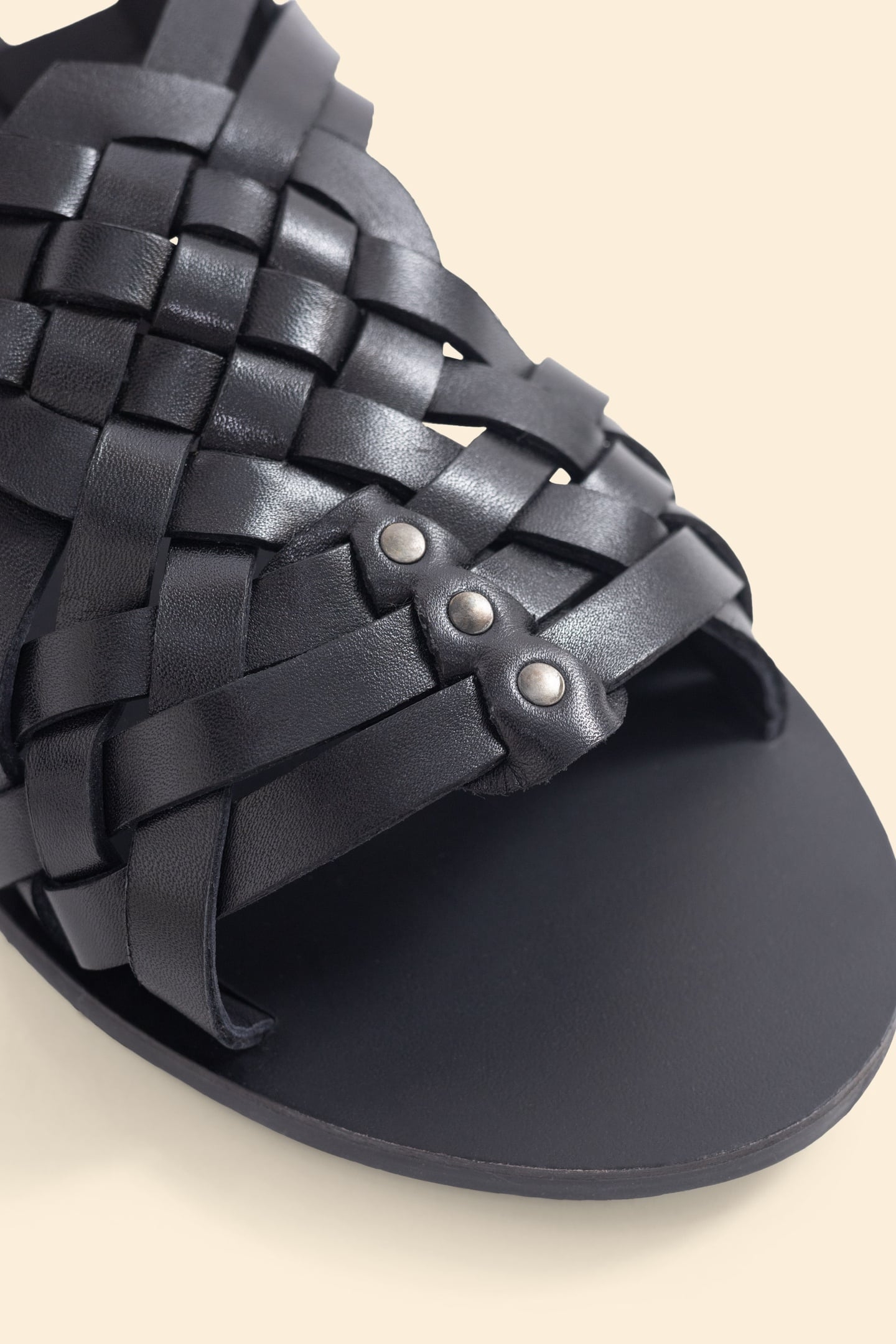 BLACK LEATHER SANDALS WITH BRAIDED STRAPS BLACK 5
