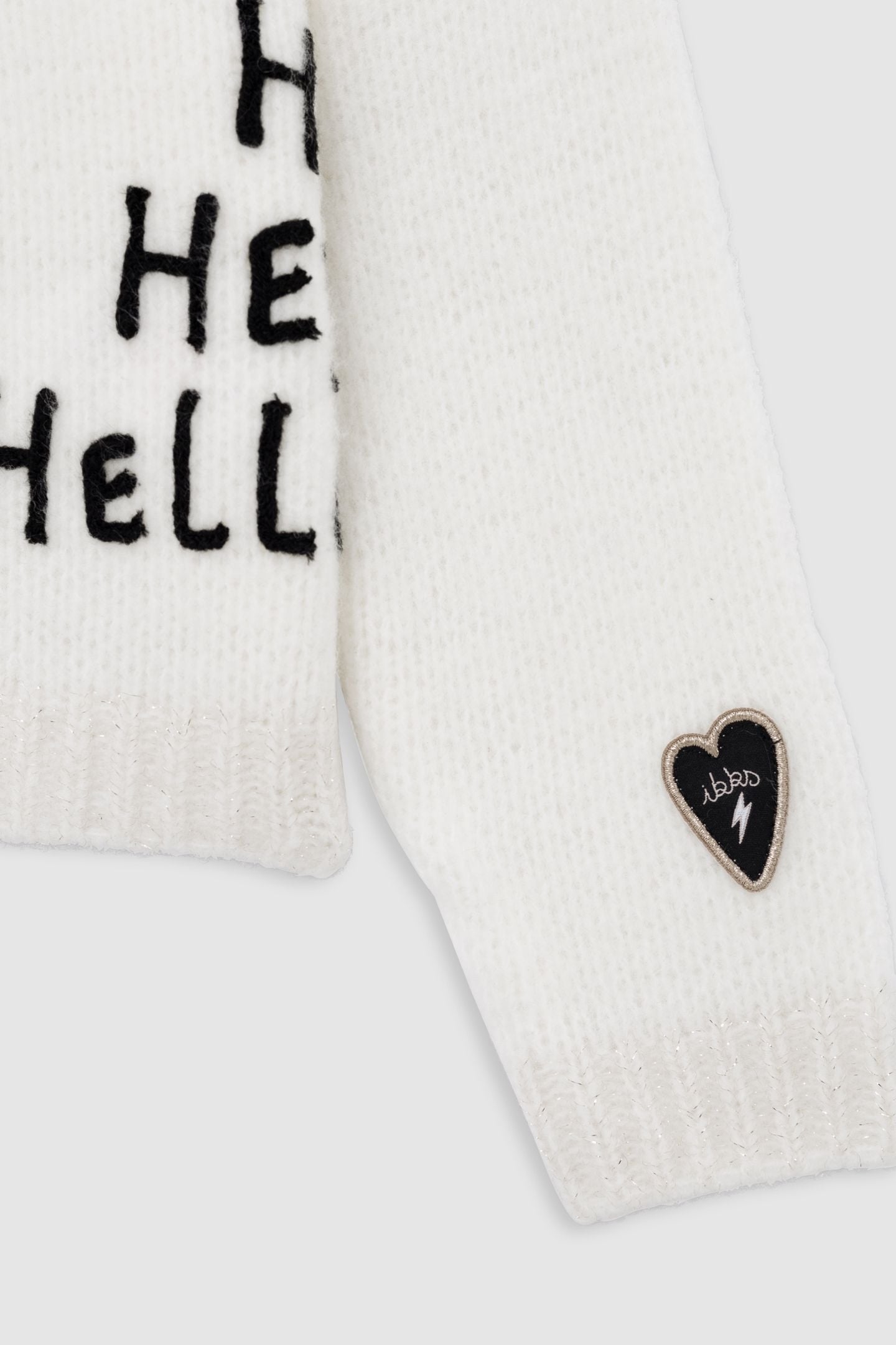 GIRL'S ECRU KNITTED SWEATER WITH EMBROIDERED MESSAGE 7